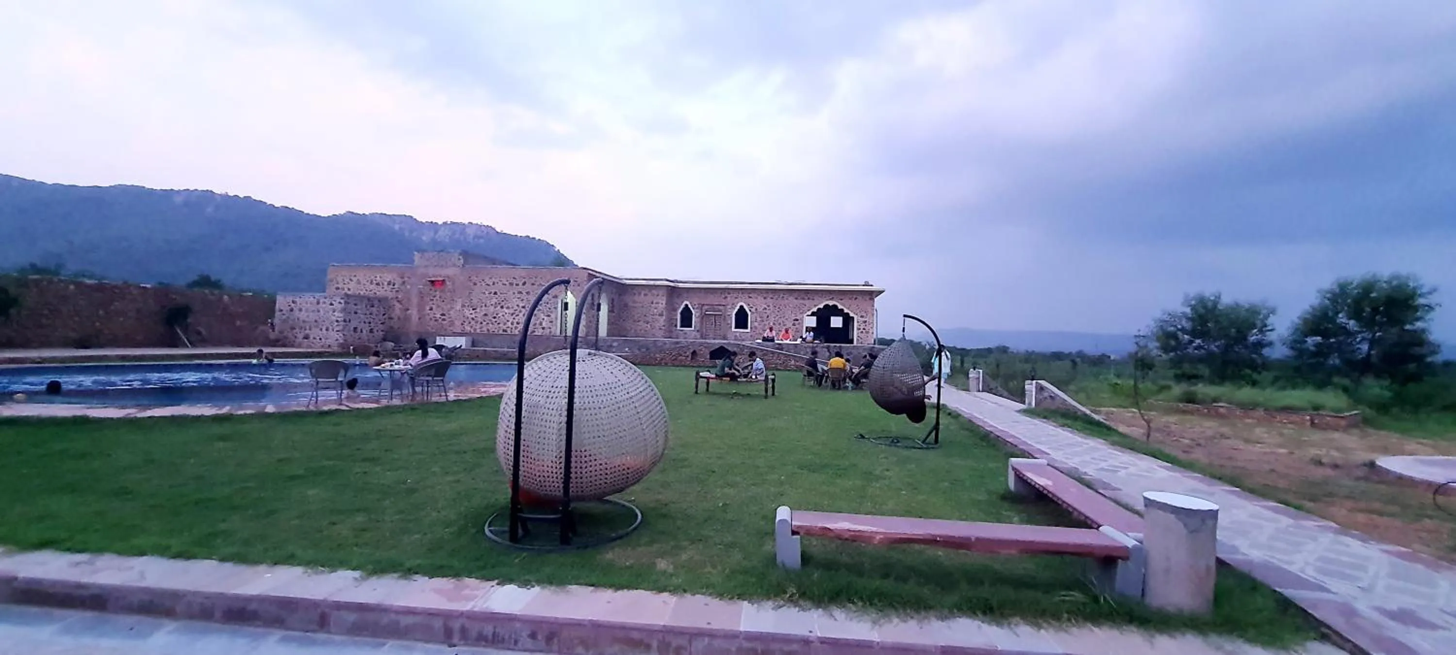 Pool view in Sariska Kasba - A Village Resort