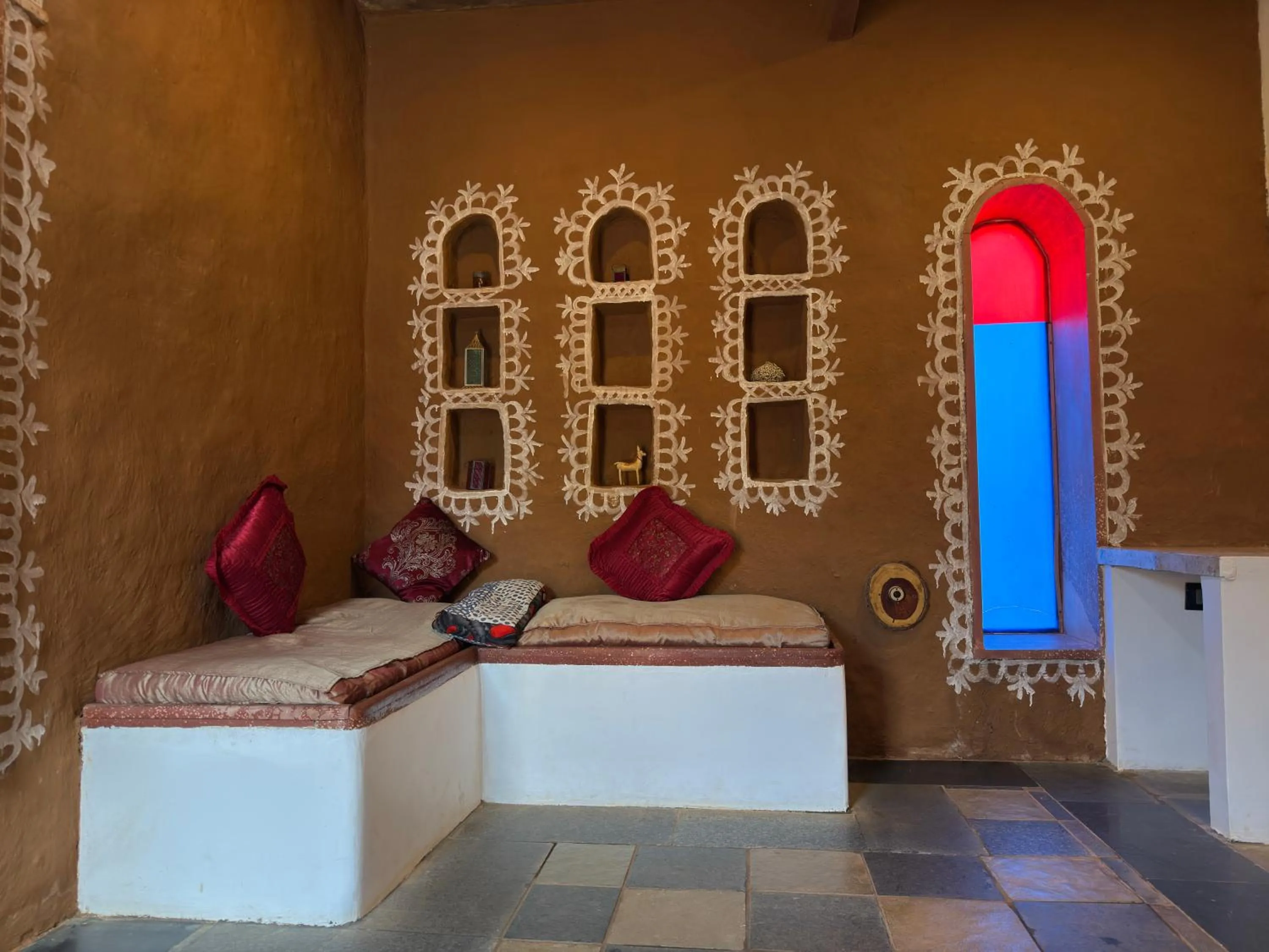 Living room, Bed in Sariska Kasba - A Village Resort