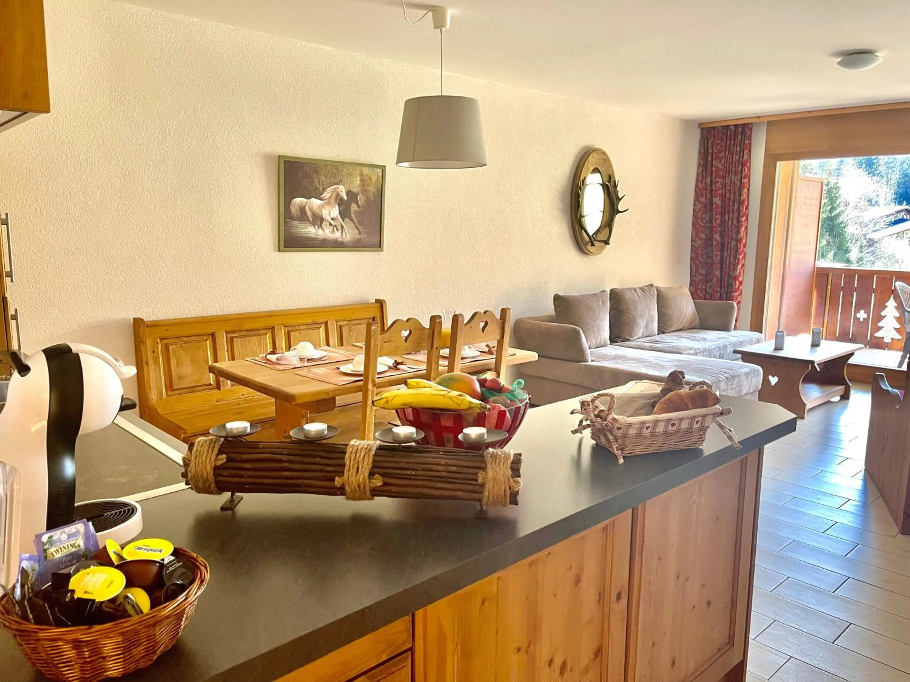 Kitchen or kitchenette in Mountain River Appart