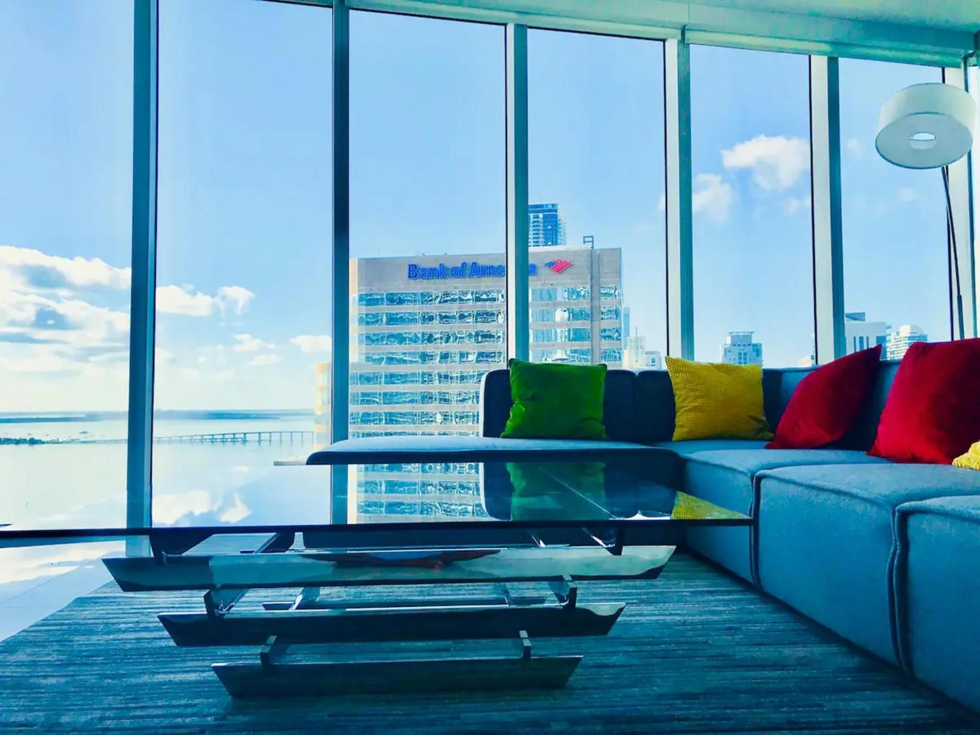 Living room in Amazing unit Miami Brickell with Sea & City View