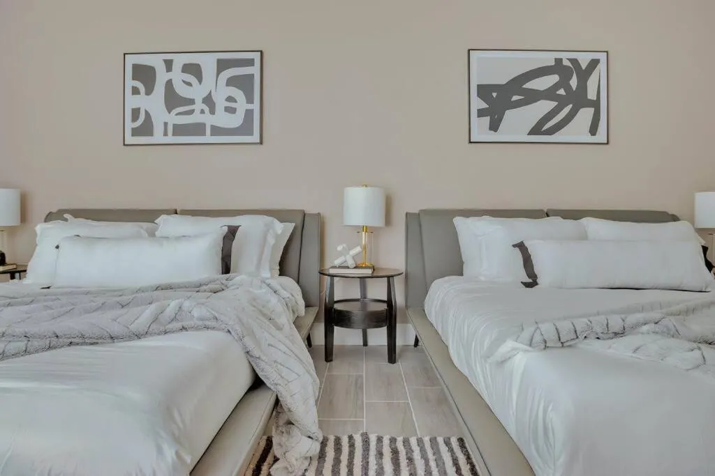 Bed in Stunning 2 Story Villa with Pool