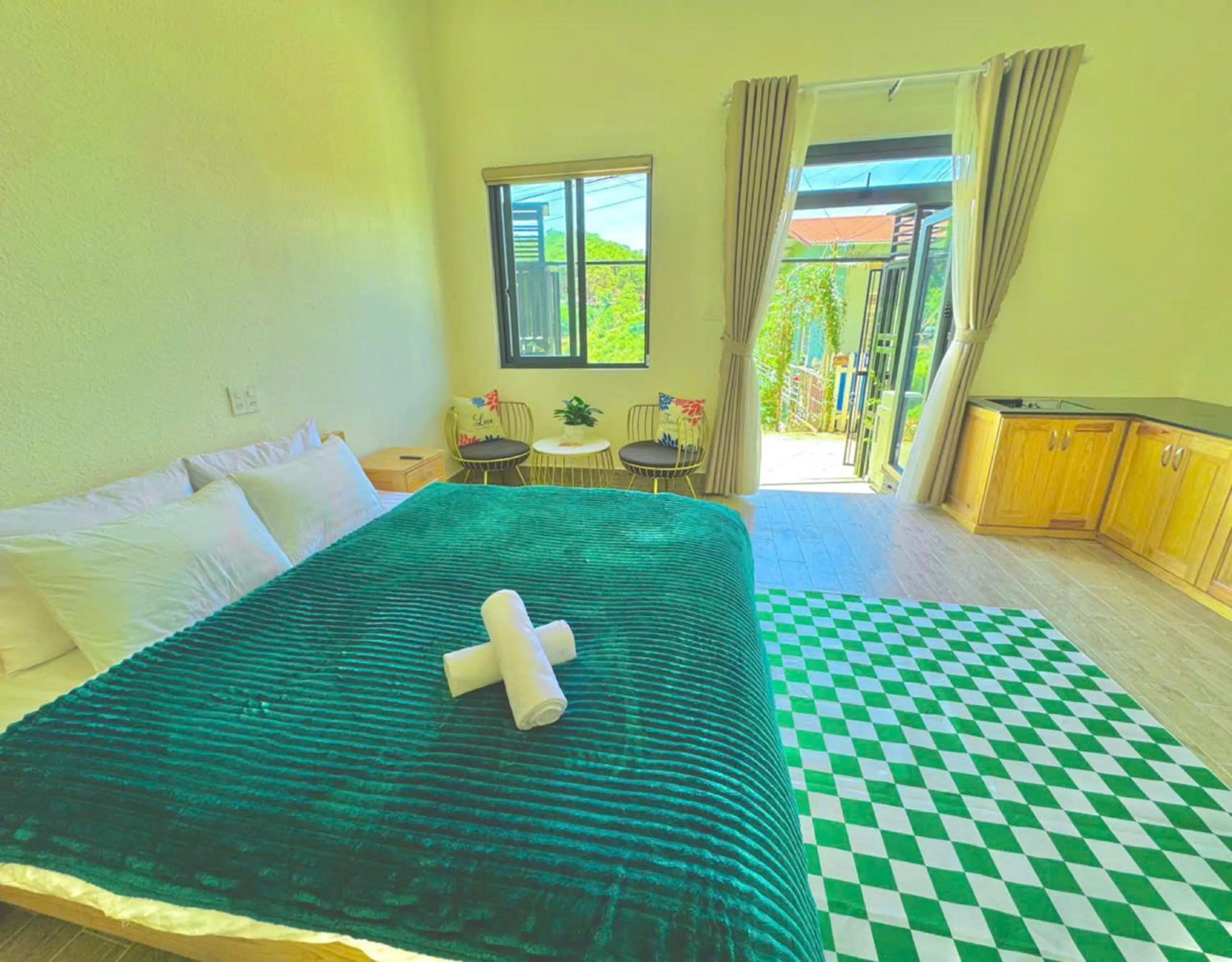View (from property/room), Bed in Pine Forest House Dalat