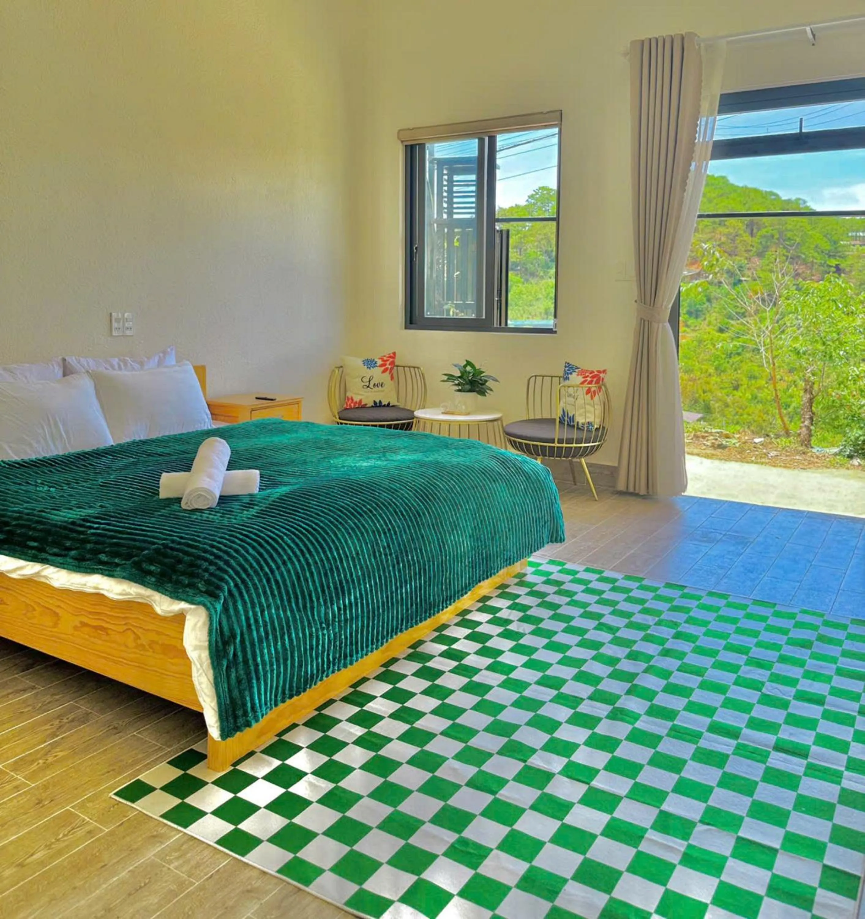 Bed in Pine Forest House Dalat