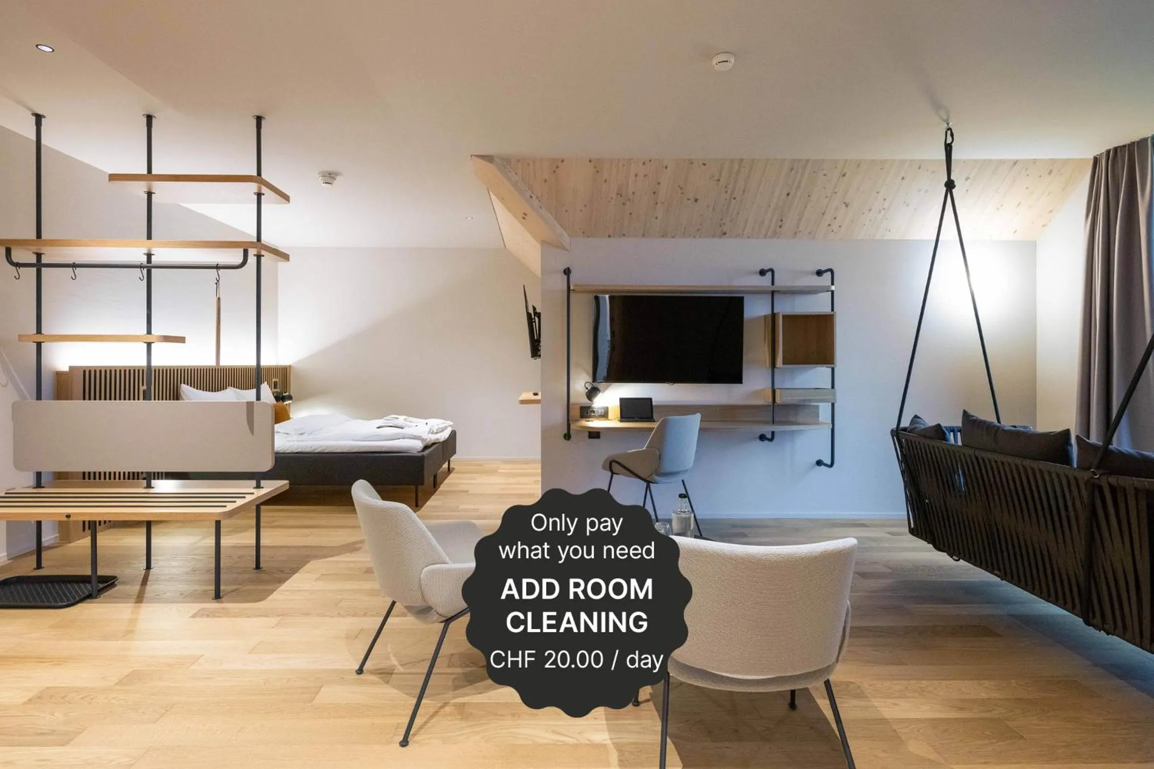 Living room, Bed in Stoos Lodge