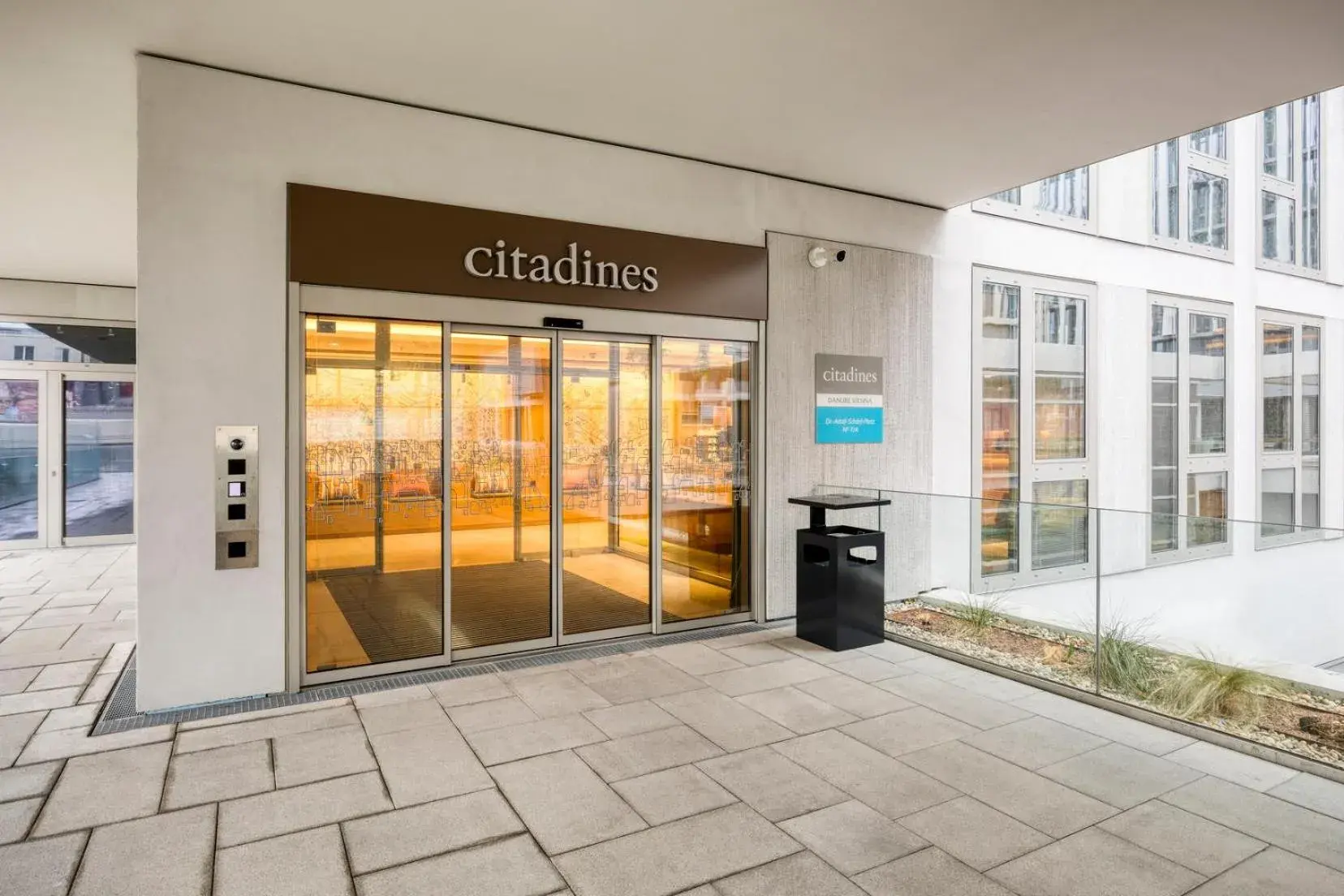 Facade/entrance in Citadines Danube Vienna Facade/entrance in Citadines Danube Vienna