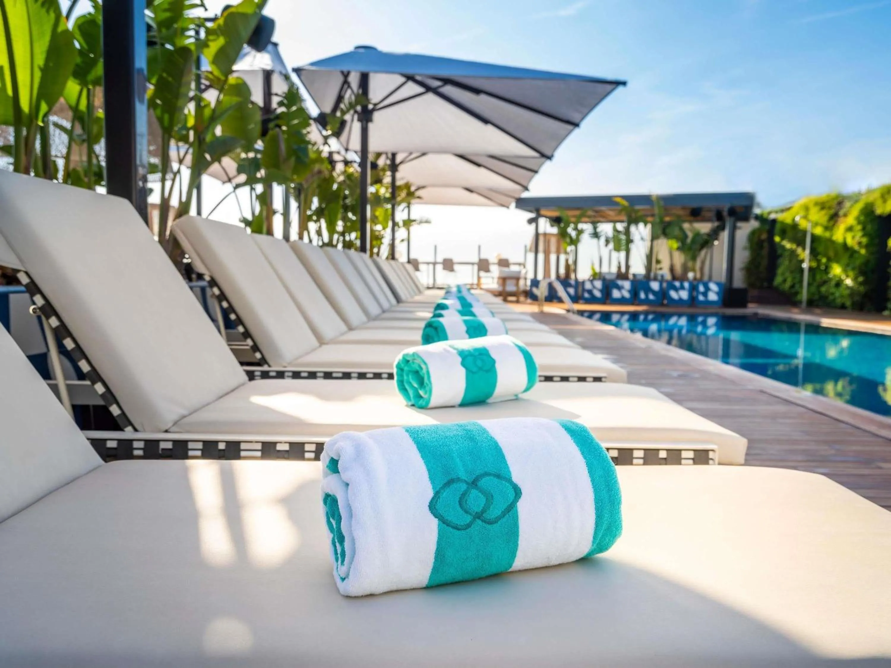 Pool view in Sofitel Barcelona Skipper