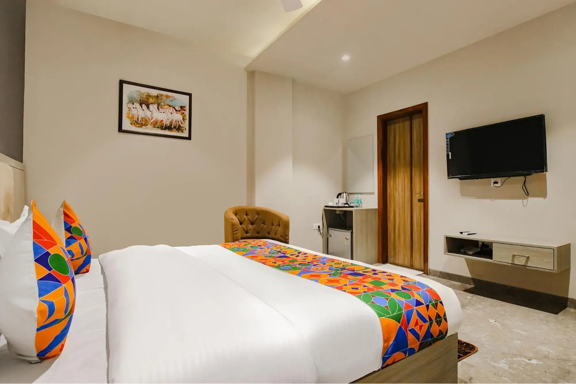 TV and multimedia, Bed in FabHotel Prime K9 Grand TV and multimedia, Bed in FabHotel Prime K9 Grand