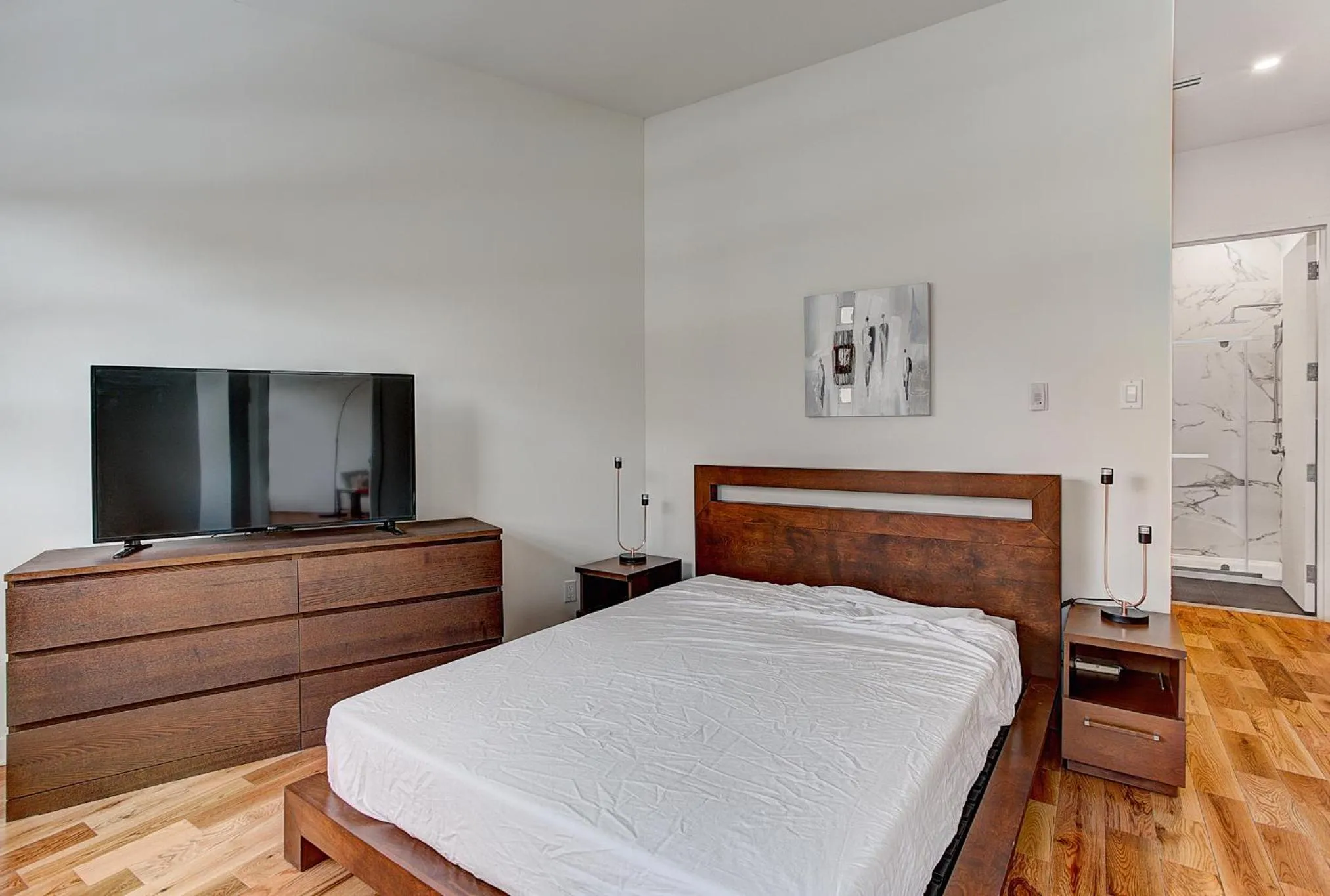 Bed in Modern Suites in NDG