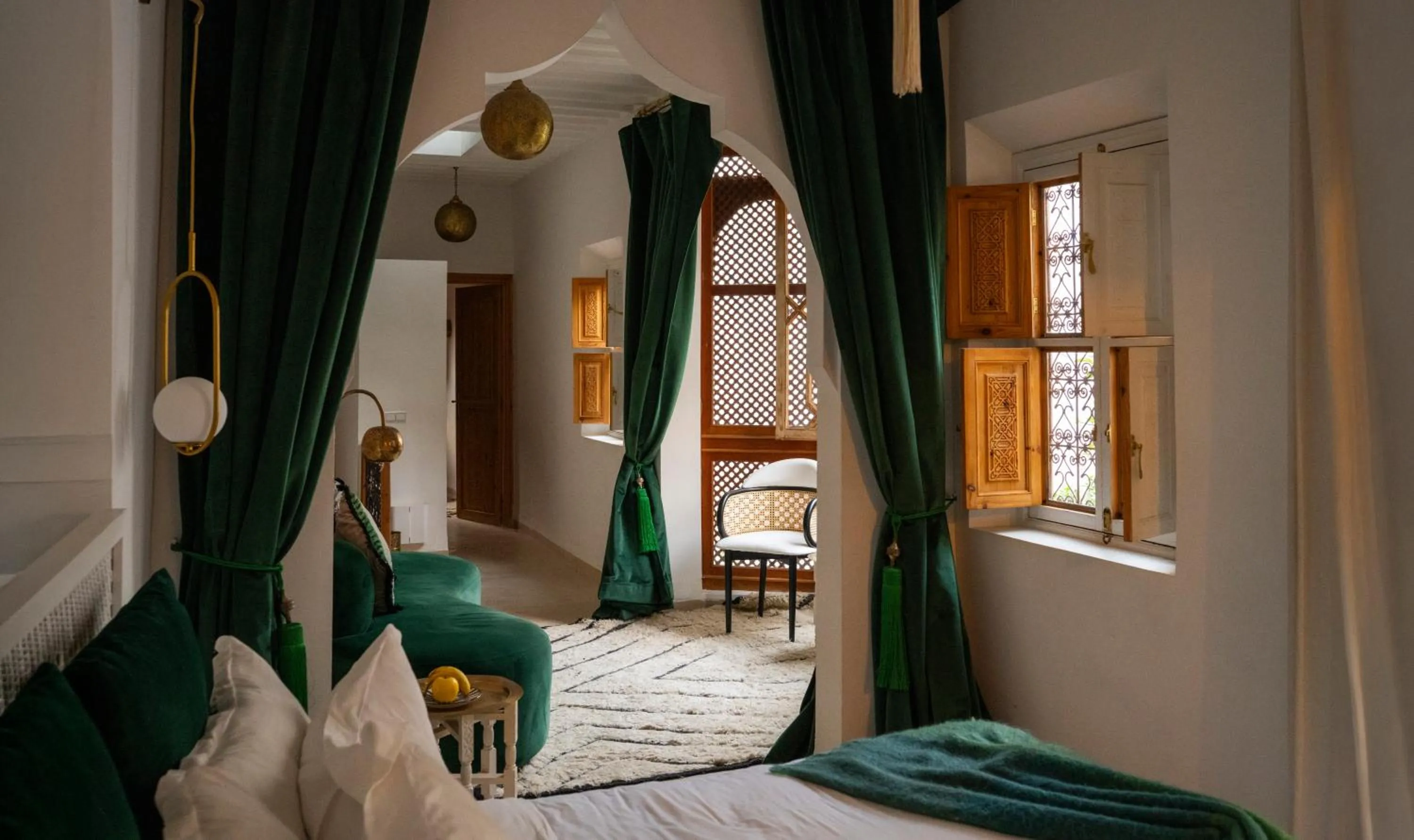 Seating area, Bed in Riad Botanica