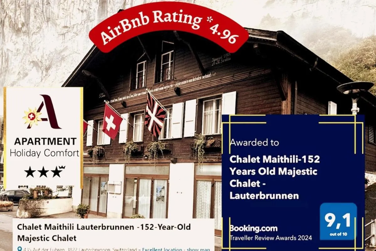 Chalet Maithili Lauterbrunnen -152-Year-Old Majestic Chalet