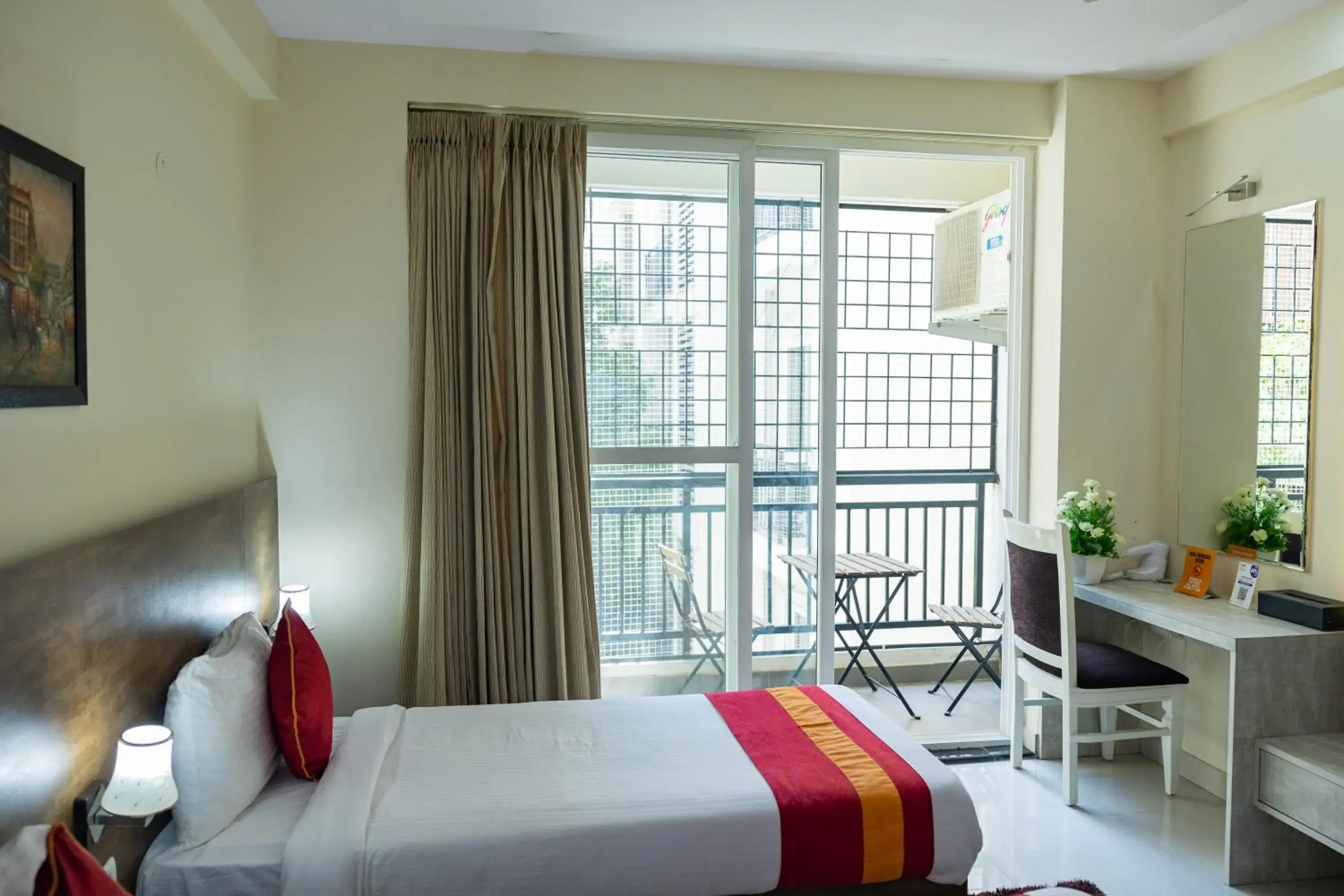 Balcony/Terrace, Bed in Ishwerya Suites Balcony/Terrace, Bed in Ishwerya Suites