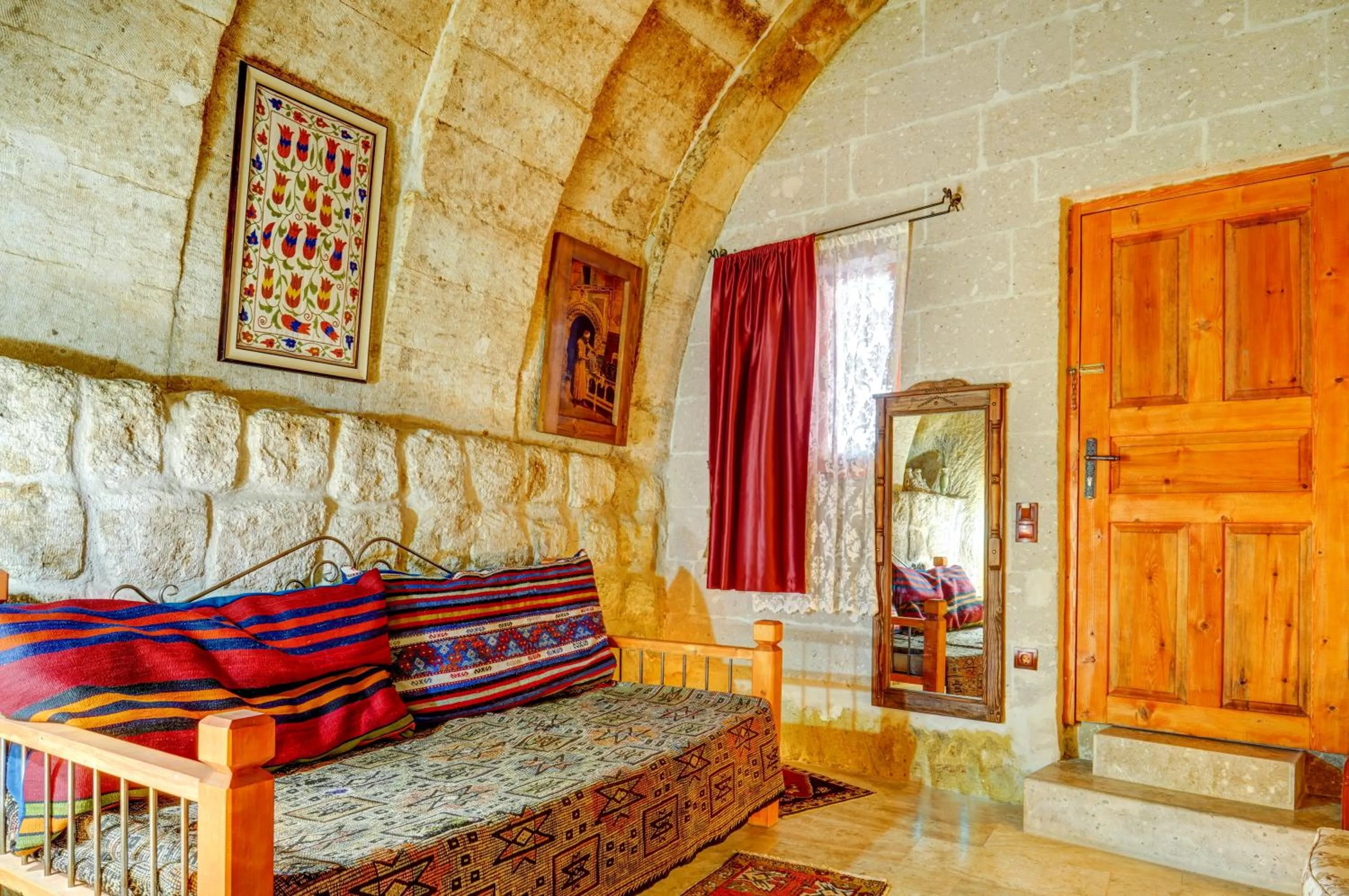 Seating area in Atax Cave House