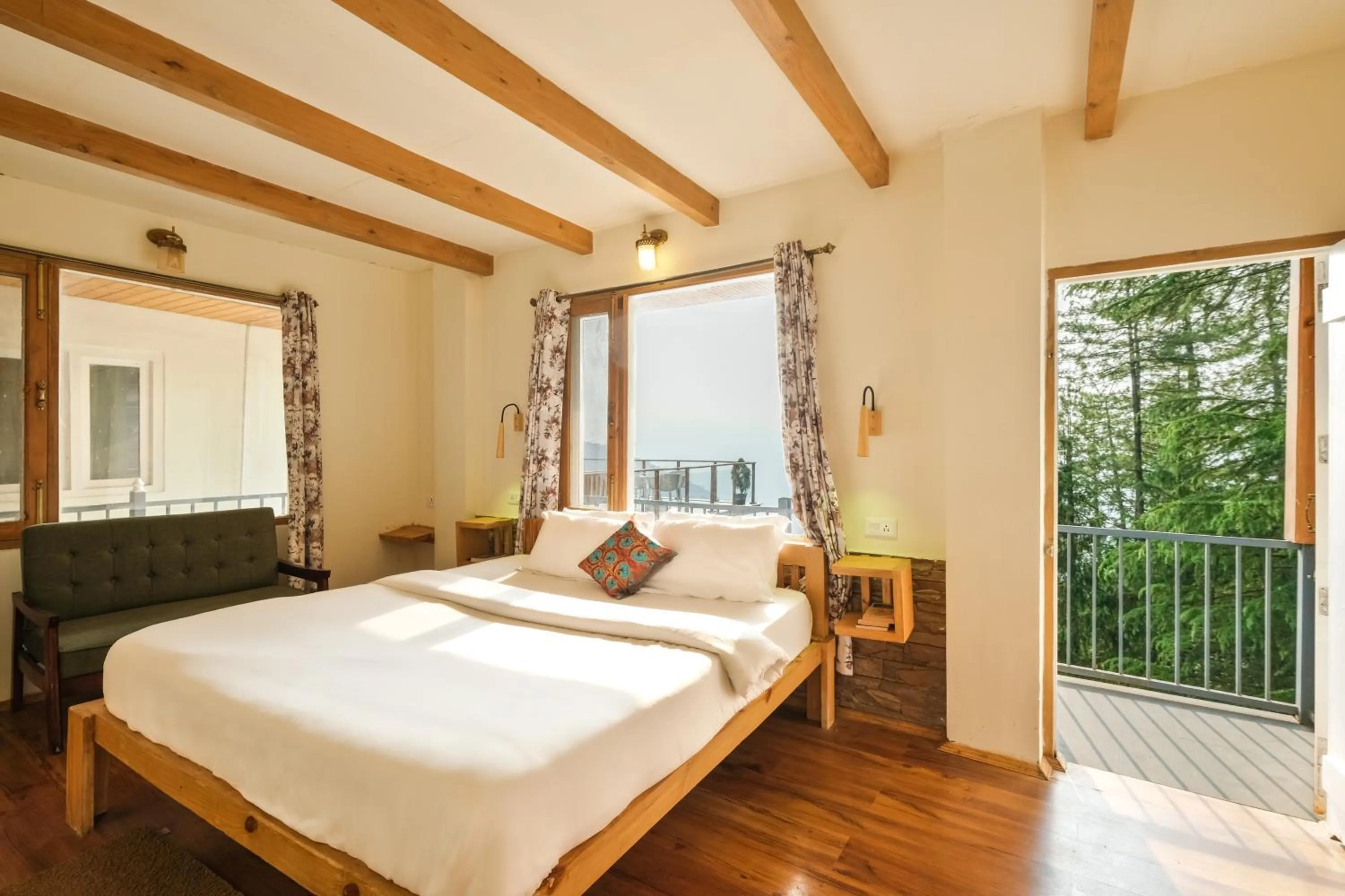 View (from property/room), Bed in Jomotel Dayaar - An Apple Orchard Villa