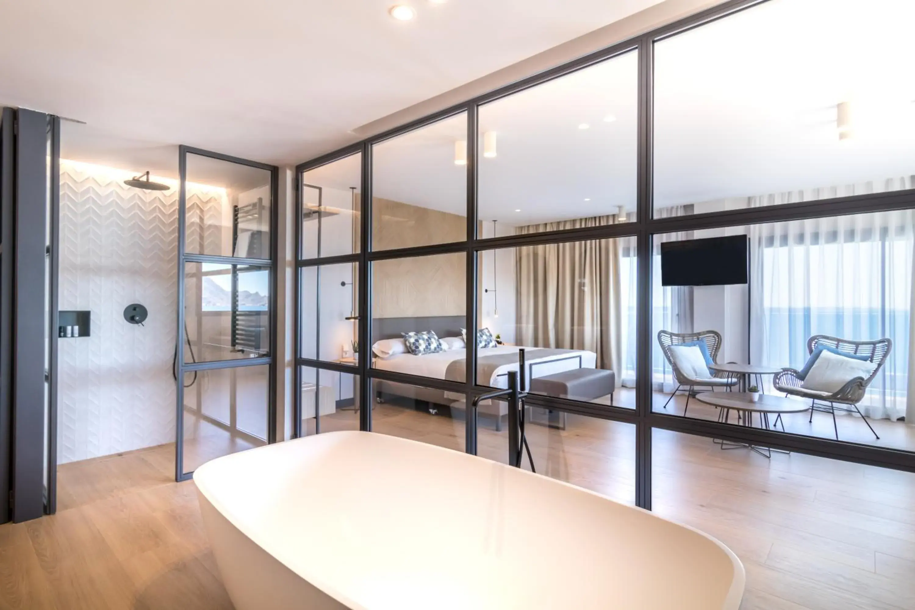 Dining area, Bed in Hotel Cap Negret Dining area, Bed in Hotel Cap Negret