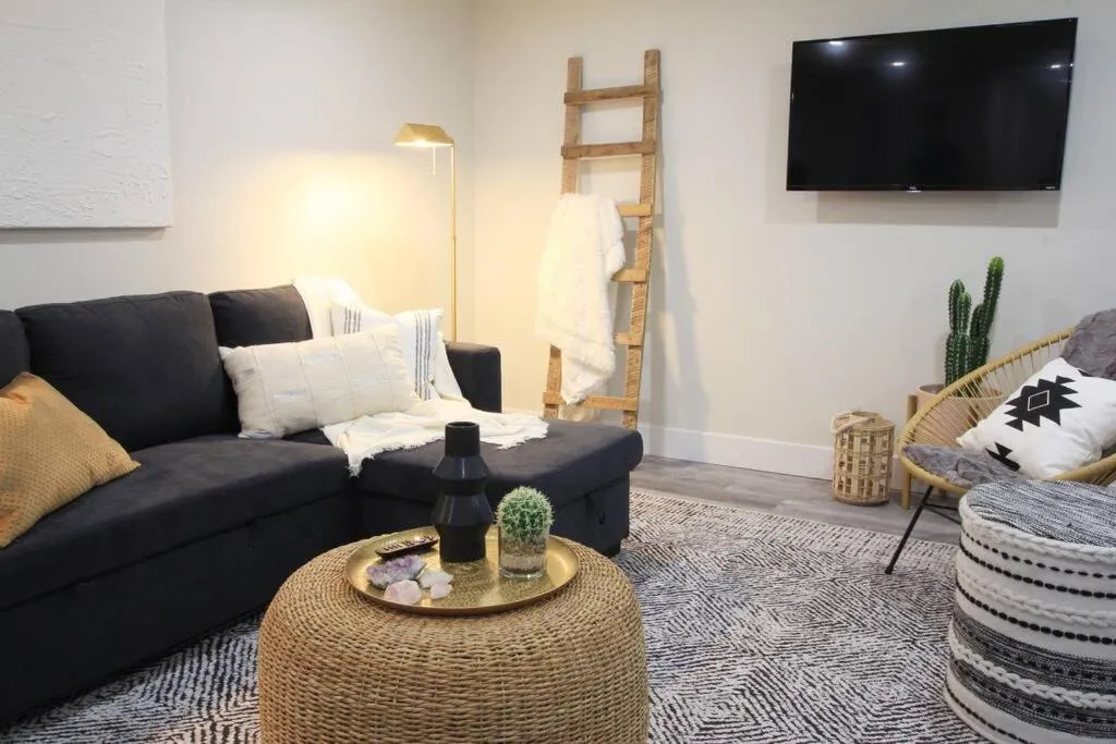 TV and multimedia in Executive Bsmt Suite, King Bed, 5 min to DT & Whyte Ave, Sleeps 6!
