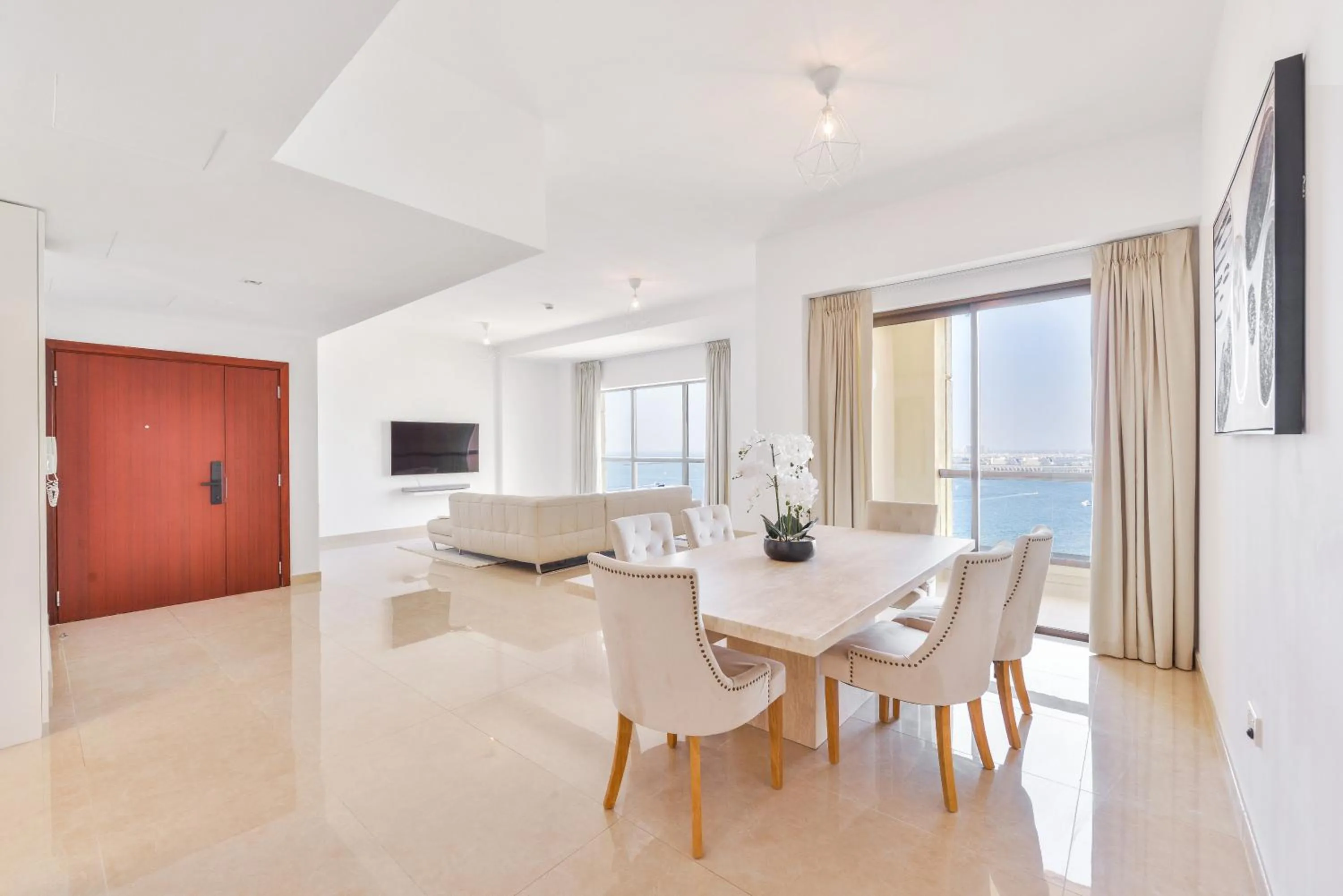 Living room in Deluxe Retreat In JBR - Million Dollar View - Balcony