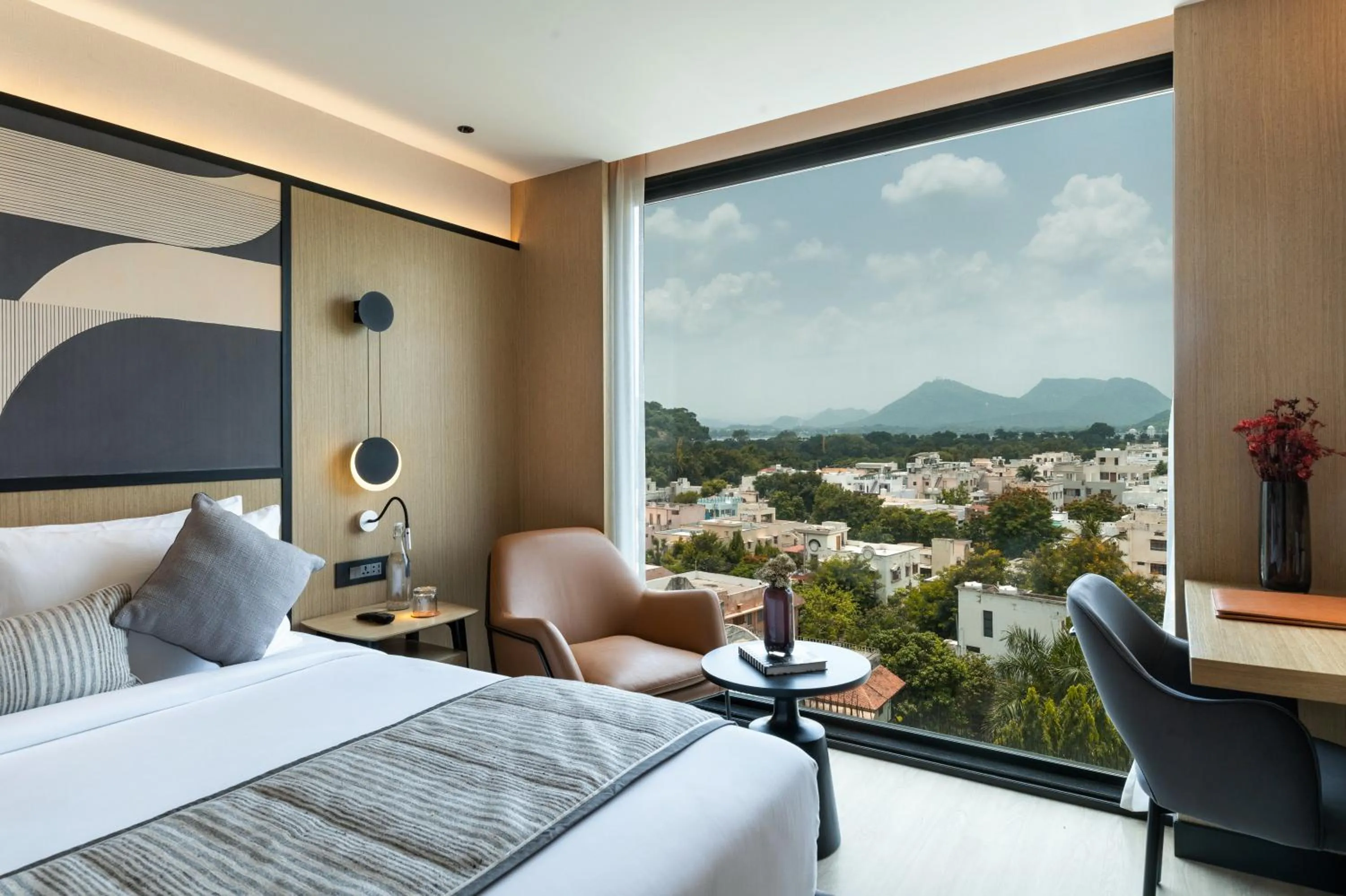 View (from property/room), Bed in Parallel Hotel Udaipur, a member of Radisson Individuals
