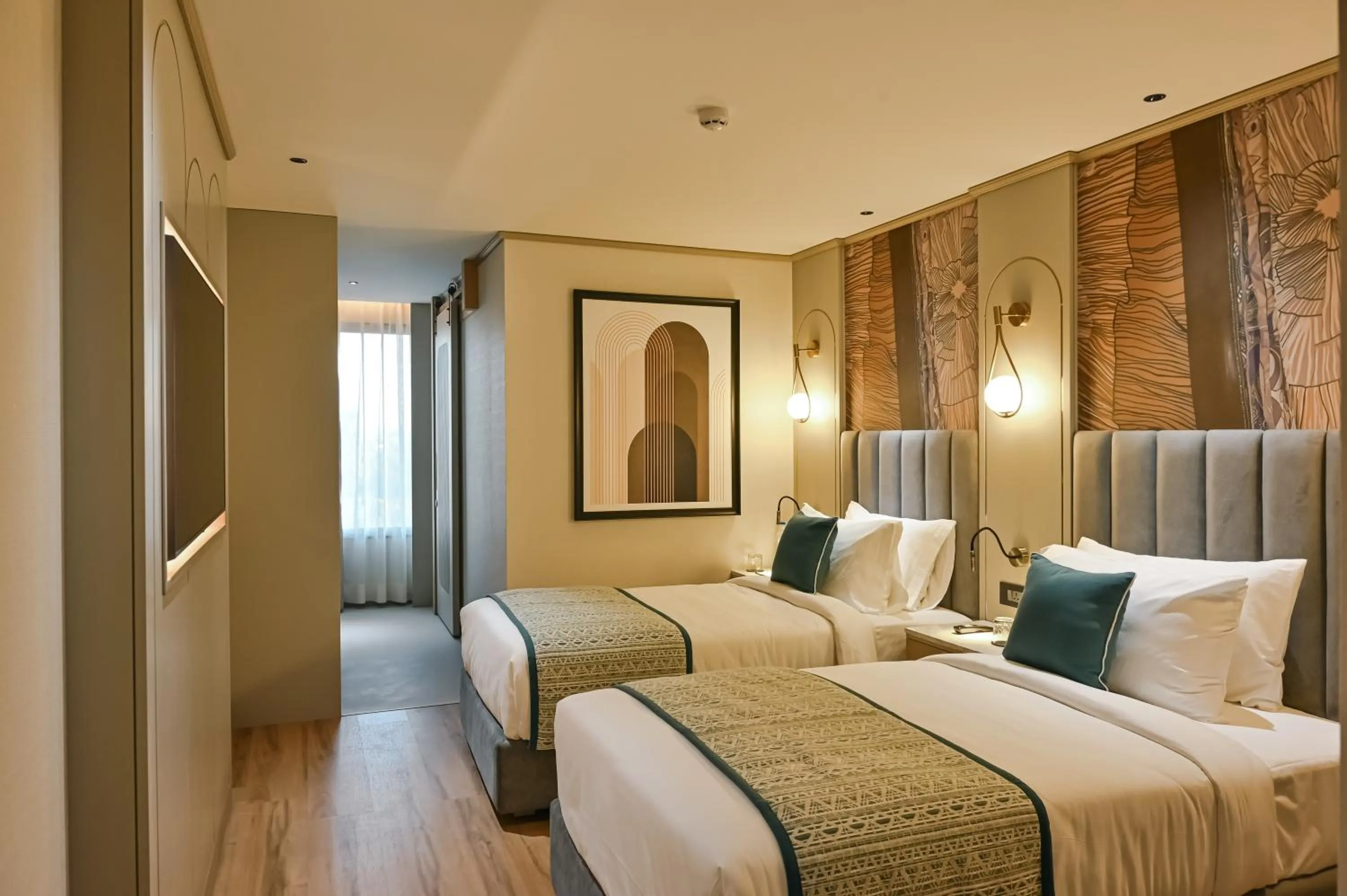 Bed in Parallel Hotel Udaipur, a member of Radisson Individuals