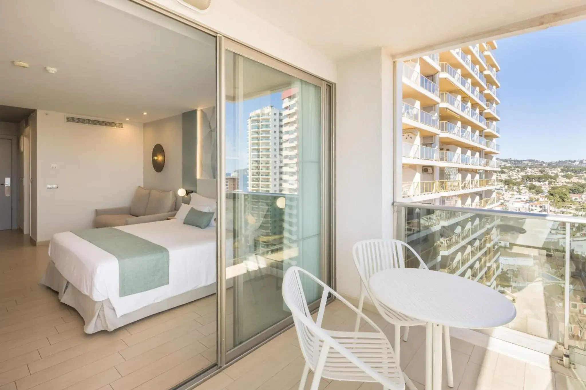 Balcony/Terrace, Bed in AR Diamante Beach & SPA Hotel 4 SUP Balcony/Terrace, Bed in AR Diamante Beach & SPA Hotel 4 SUP