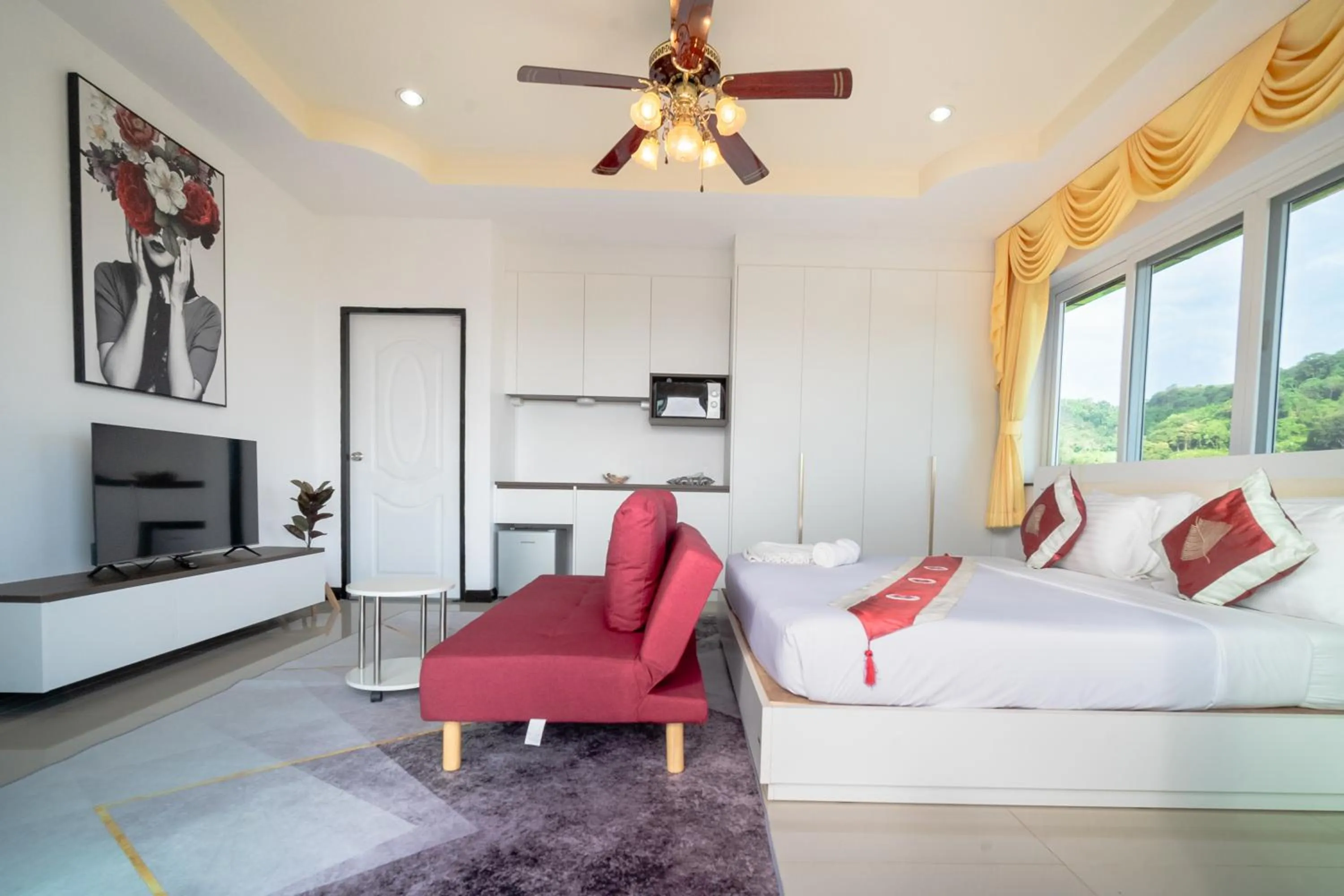 Bed in ฺBaan Waru seaview villa
