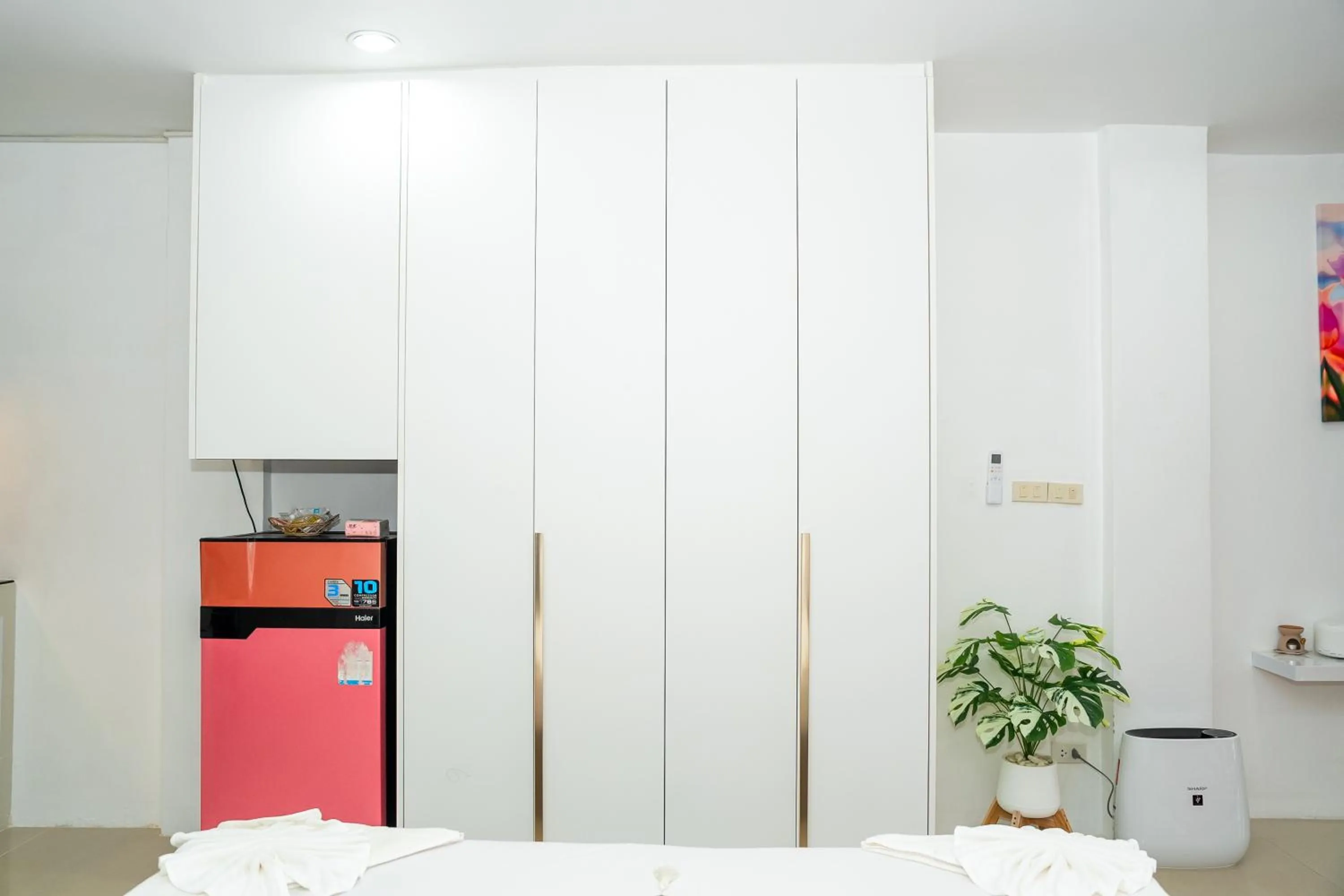 Bed in ฺBaan Waru seaview villa