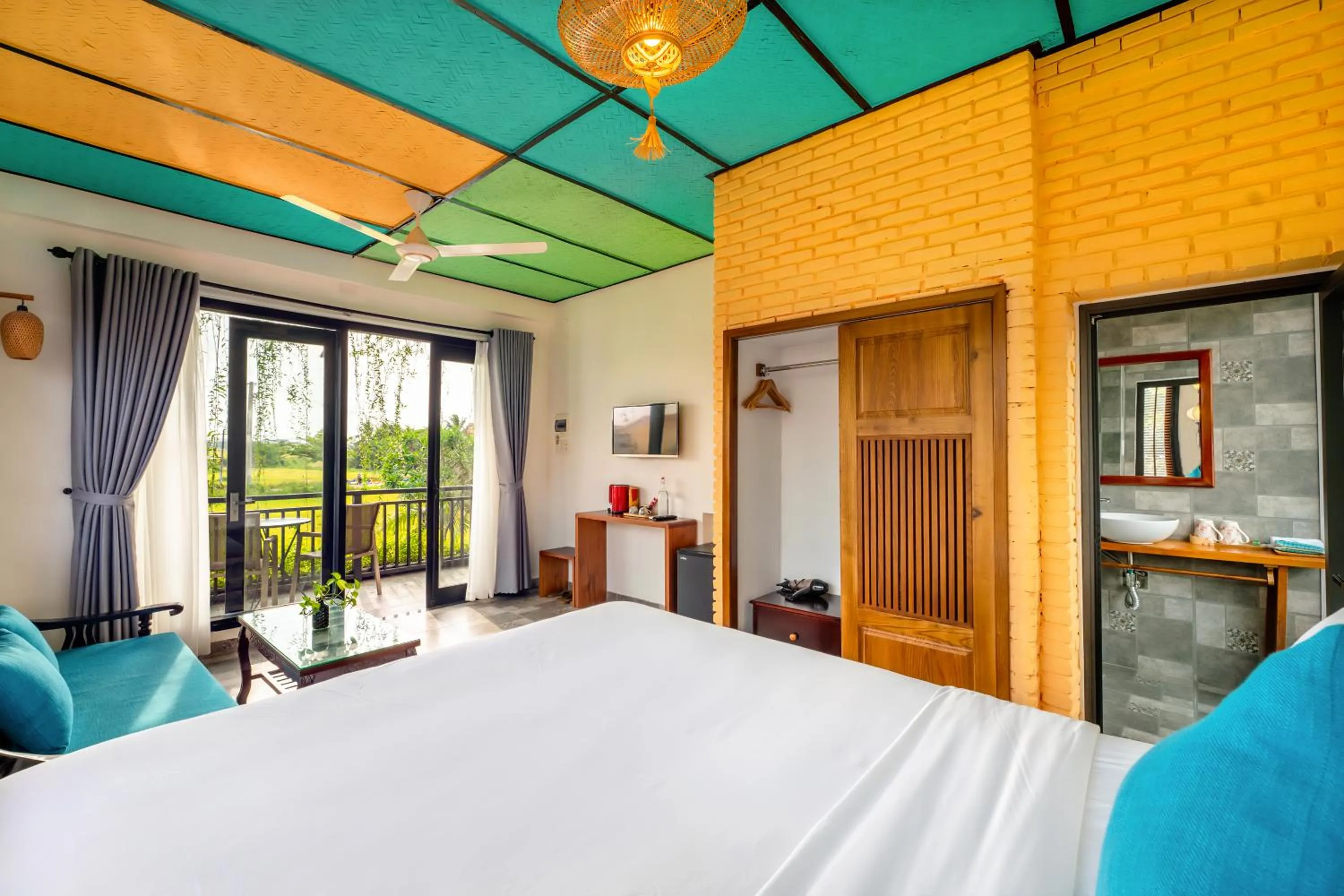 View (from property/room), Bed in Sunkised Paddy Hoi An Villa