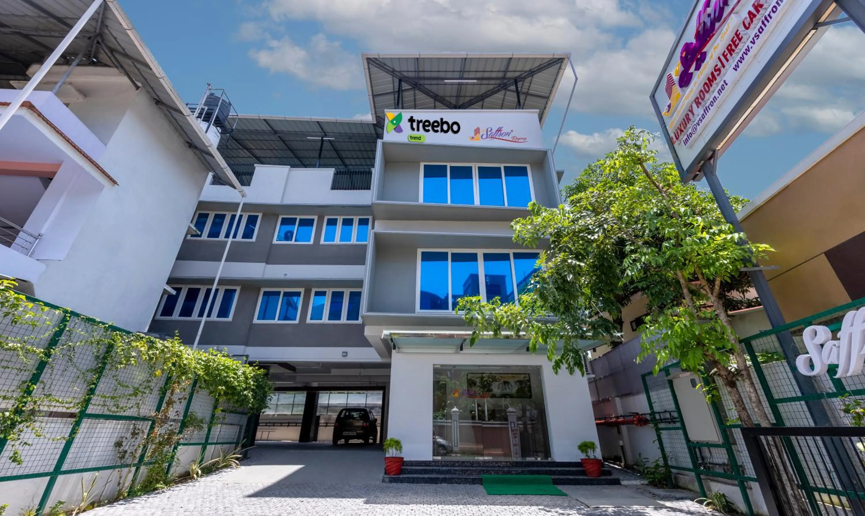 Facade/entrance in Treebo vSaffron Regency, Punnamada Lake