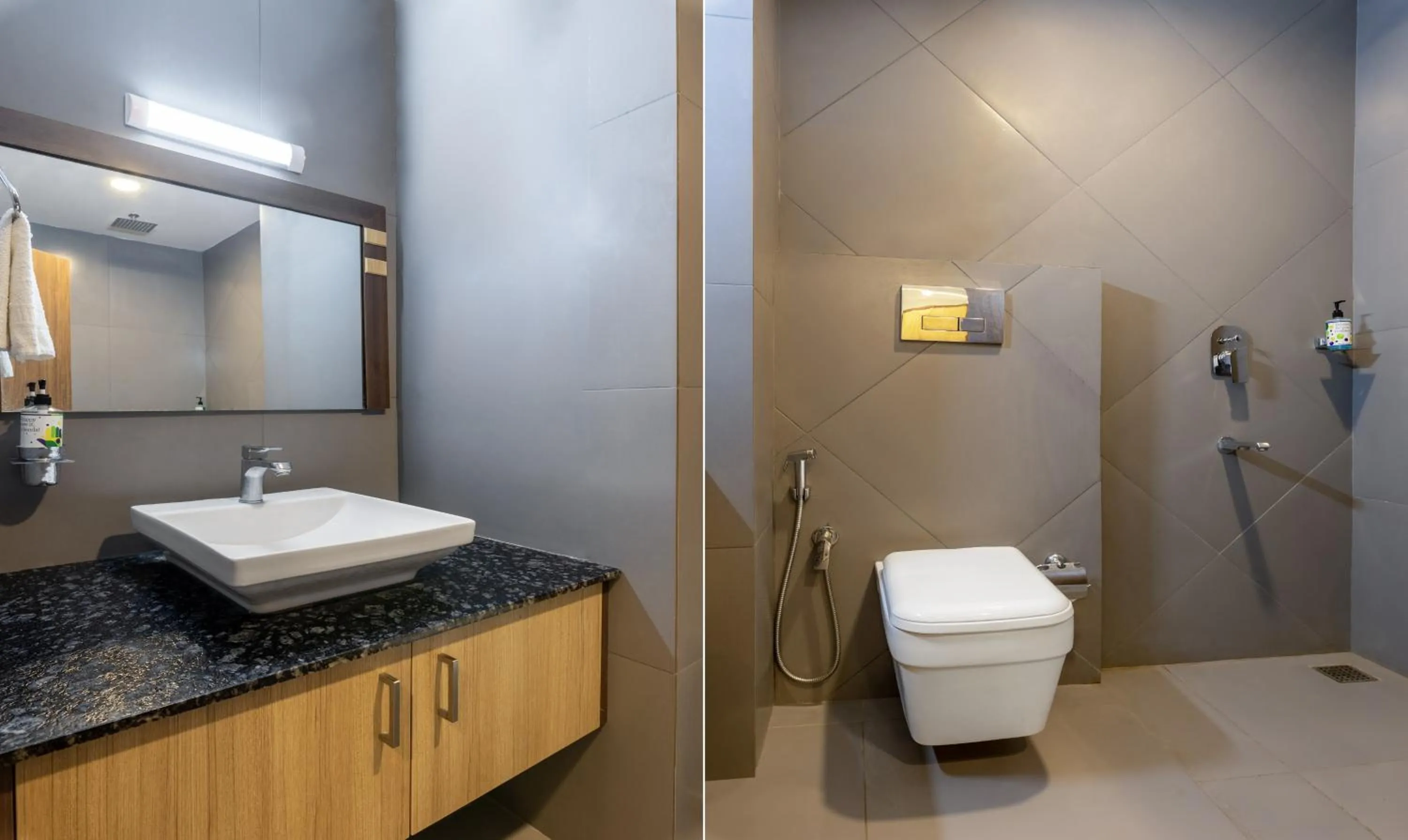 Toilet in Treebo vSaffron Regency, Punnamada Lake