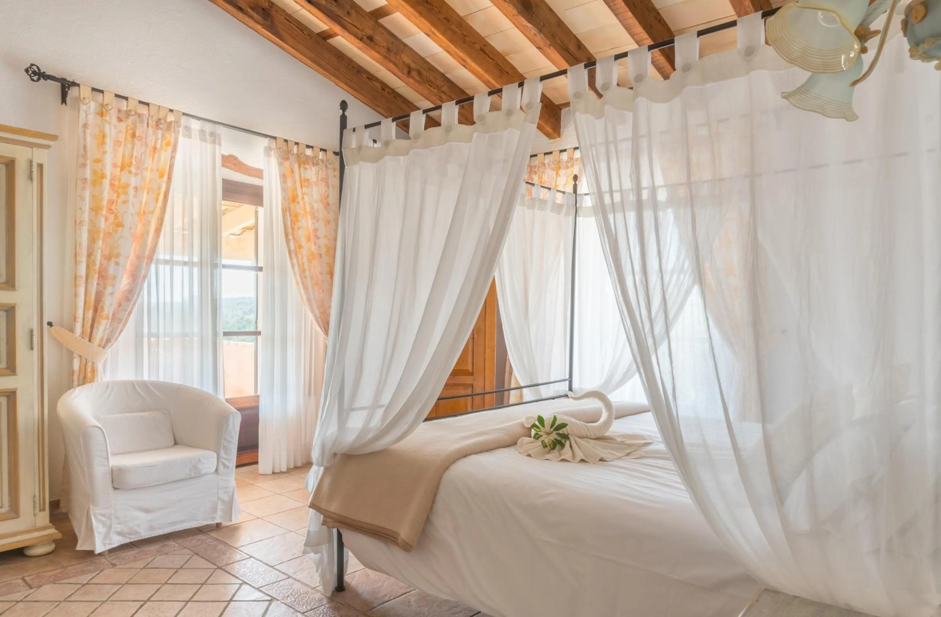 Bed in Finca Binibona Parc Natural