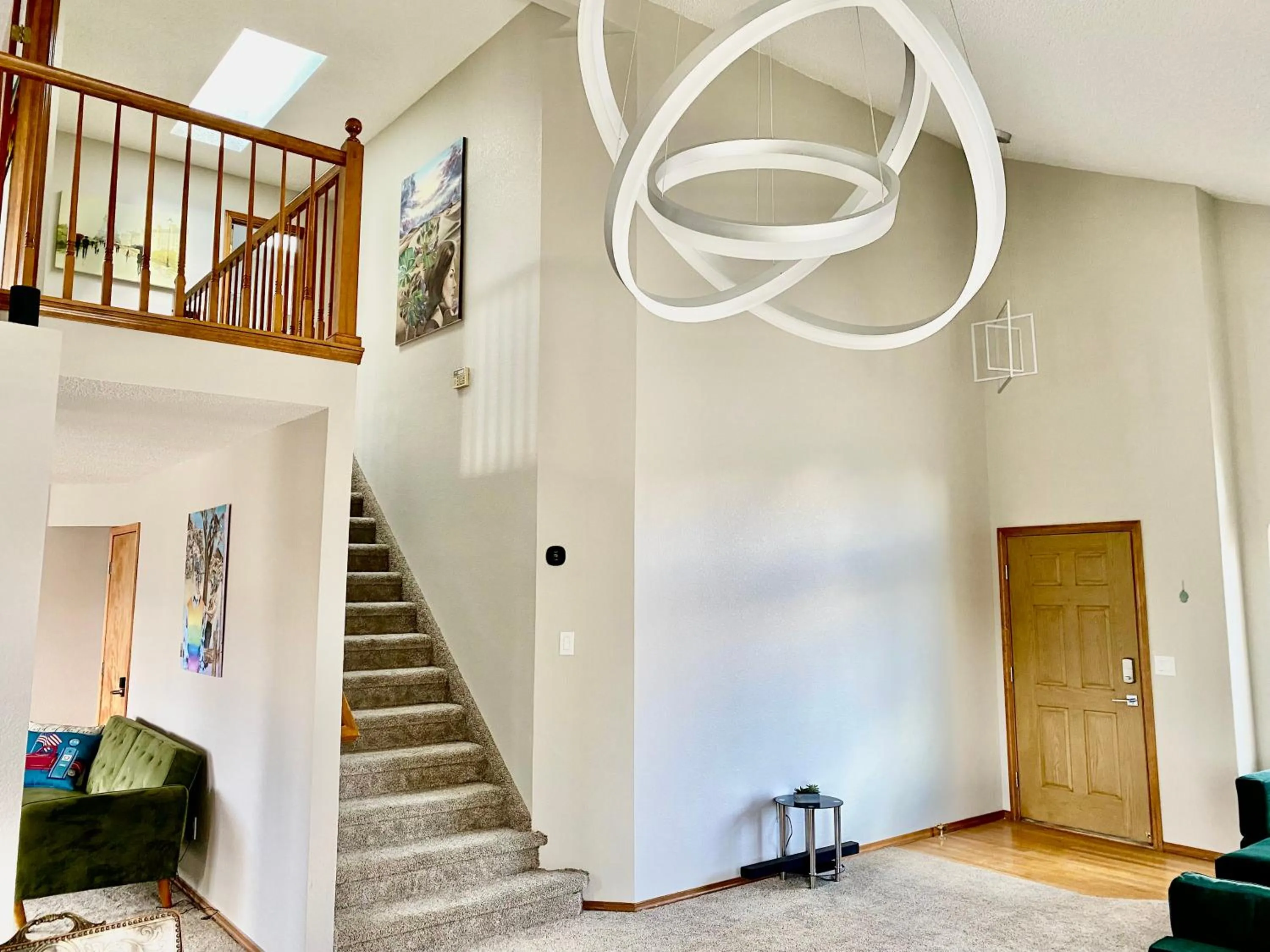 Living room in 3br home 2br unit close to USAFA with fireplace