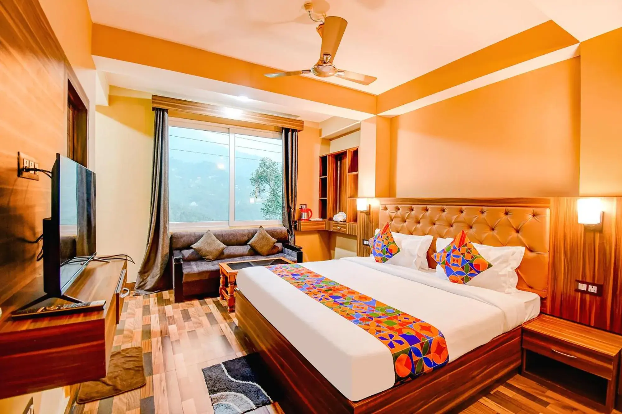 TV and multimedia, Bed in FabHotel Rikhila's Regency TV and multimedia, Bed in FabHotel Rikhila's Regency