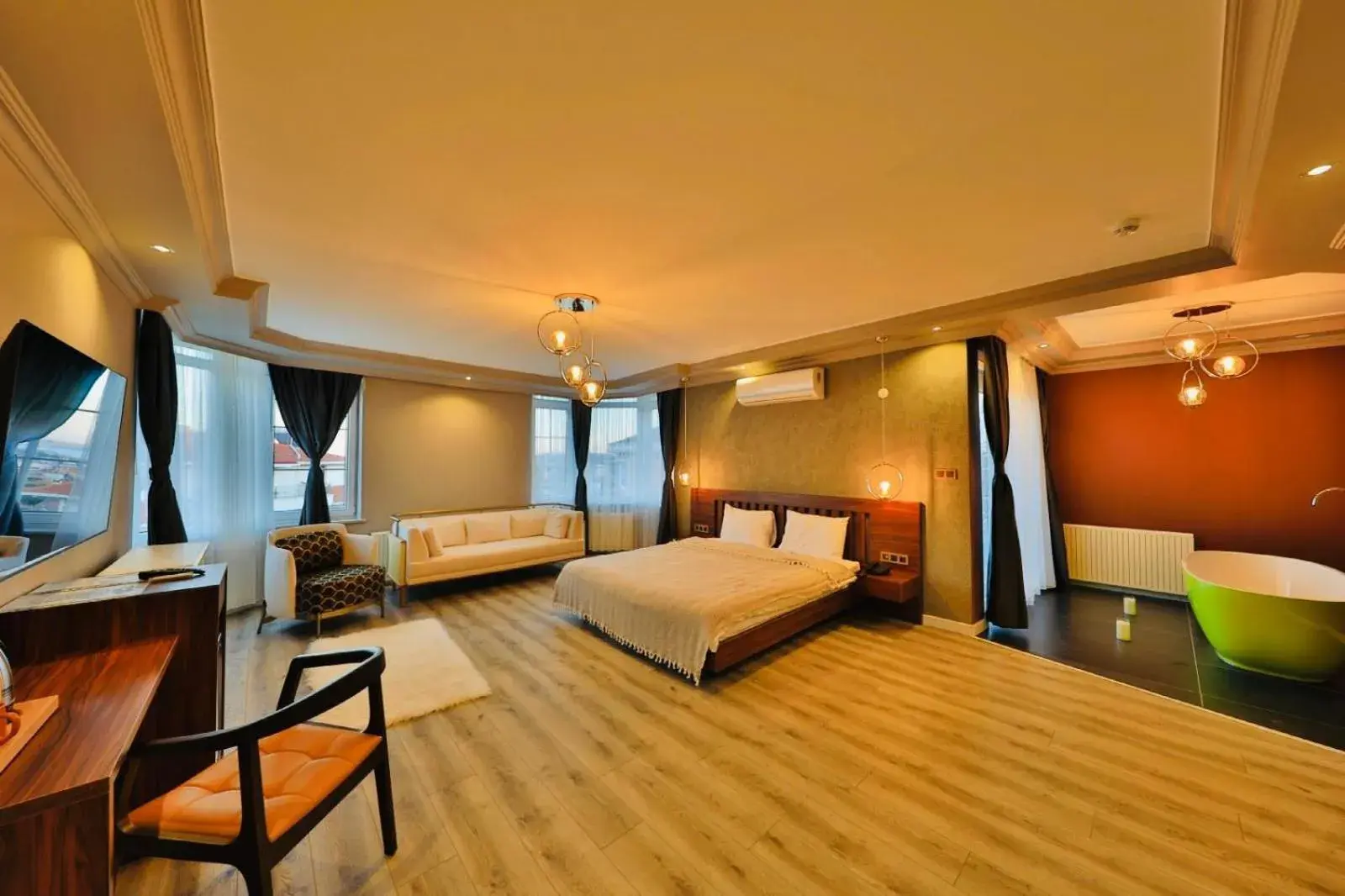 Communal lounge/ TV room, Bed in Istanbul Airport Treekos Suite Hotel Communal lounge/ TV room, Bed in Istanbul Airport Treekos Suite Hotel