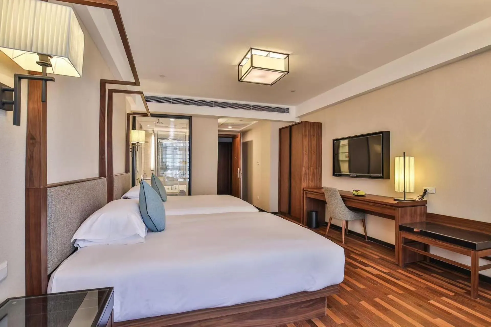 View (from property/room), Bed in SSAW Boutique Hotel Hangzhou Qianjiang New City