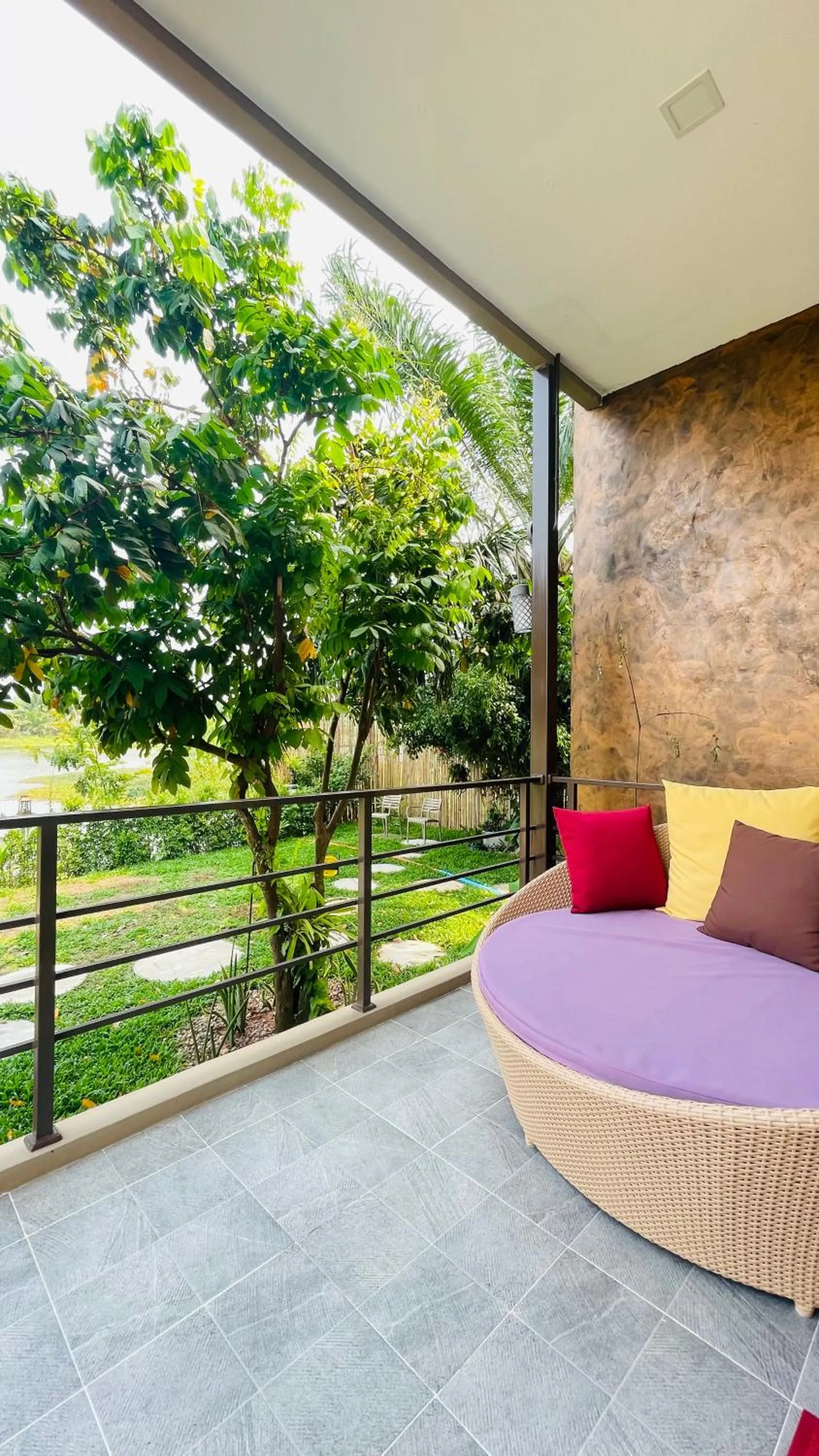 Balcony/Terrace, Bed in Canal Village Pakpra Phatthalung