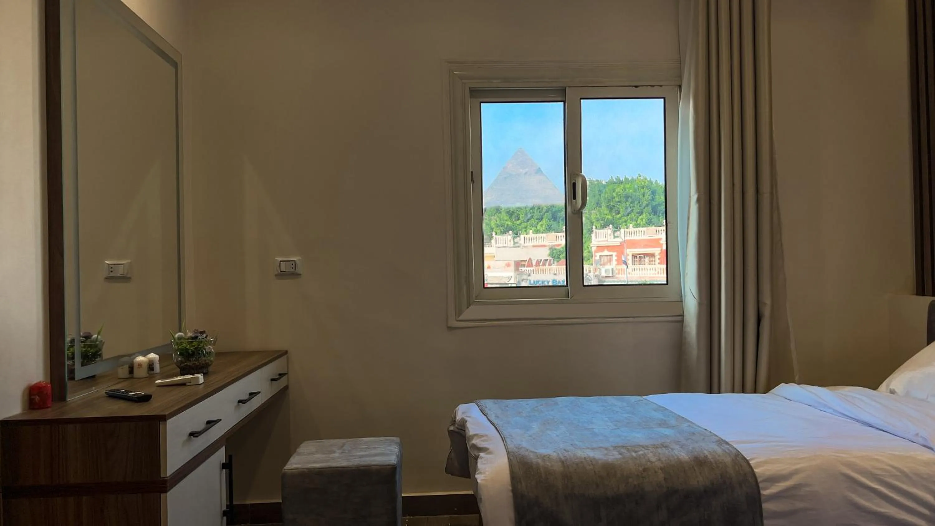 View (from property/room), Bed in STEPS IN Pyramids View