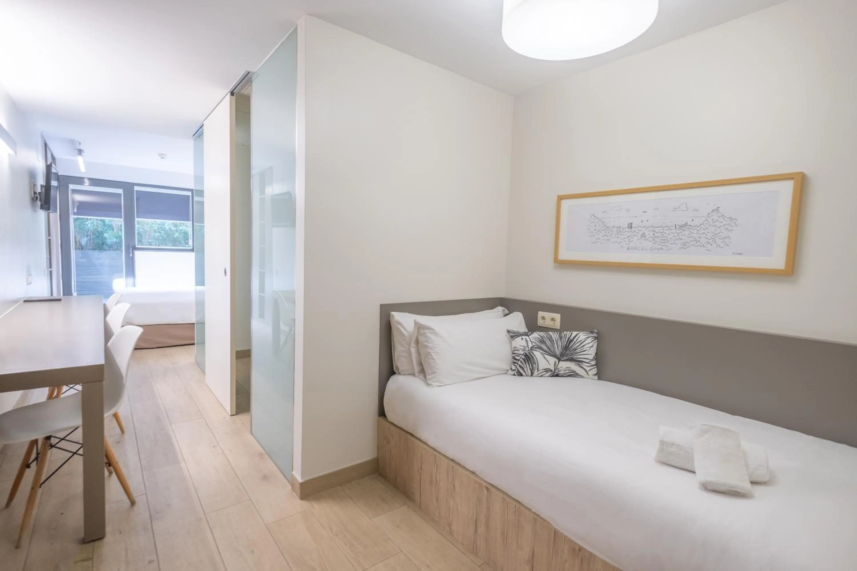 Bed in Aparthotel Bcn Montjuic