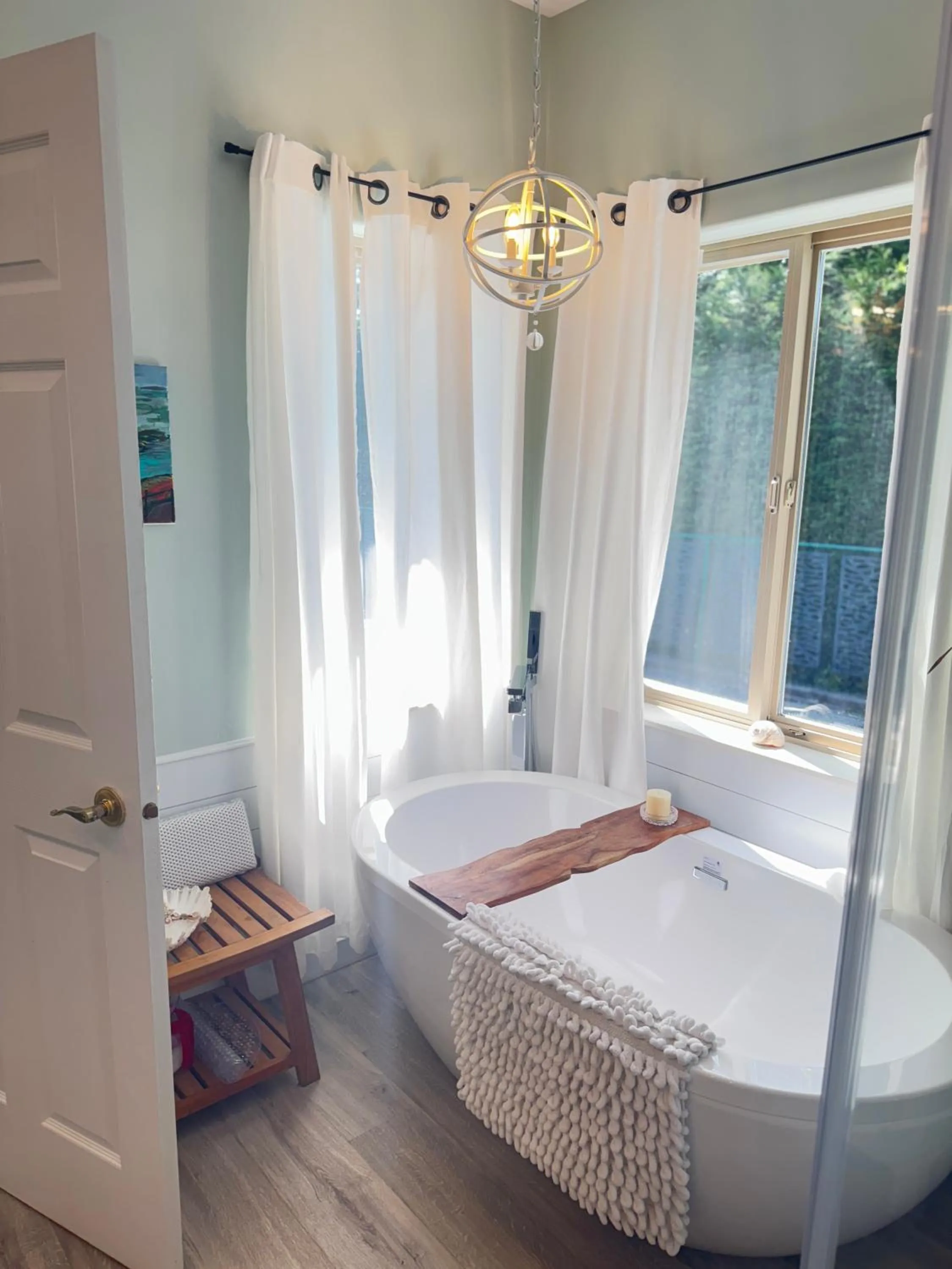 Bed in luxury ocean dock pool villa