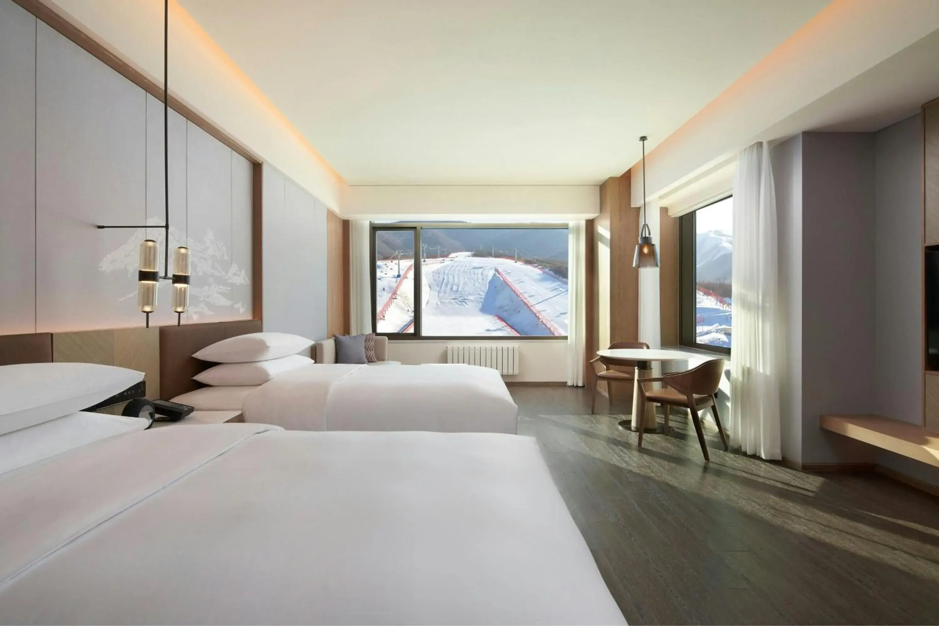 Double Room with Two Double Beds and Forest View in Courtyard by Marriott Chongli Double Room with Two Double Beds and Forest View in Courtyard by Marriott Chongli