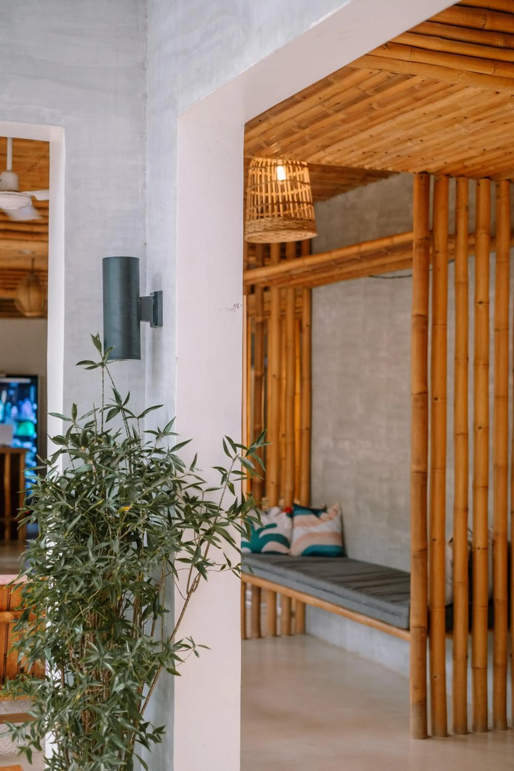 Communal lounge/ TV room in Happiness Hostel Siargao