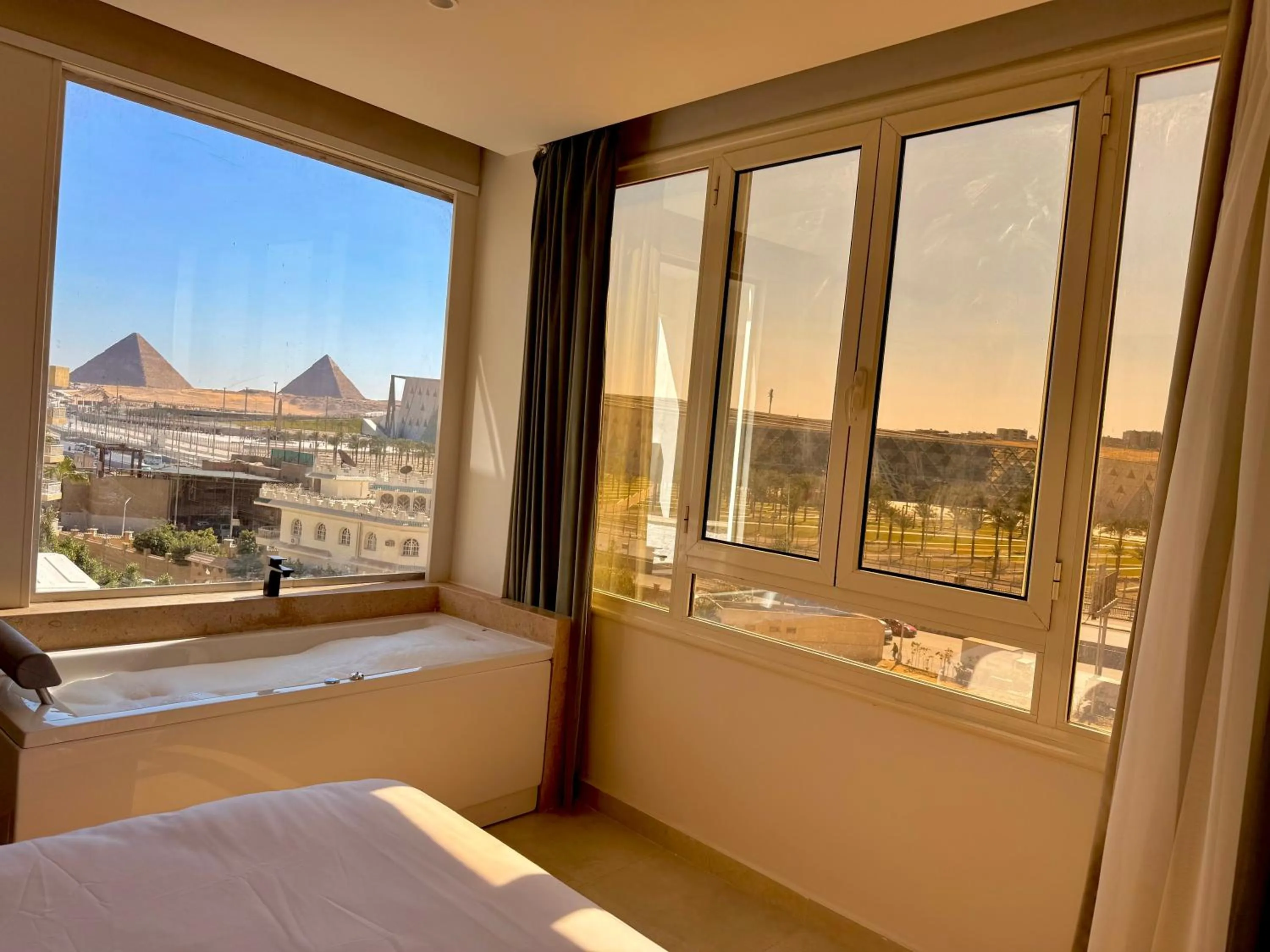 View (from property/room), Bed in New Museum Guest House, Pyramids View