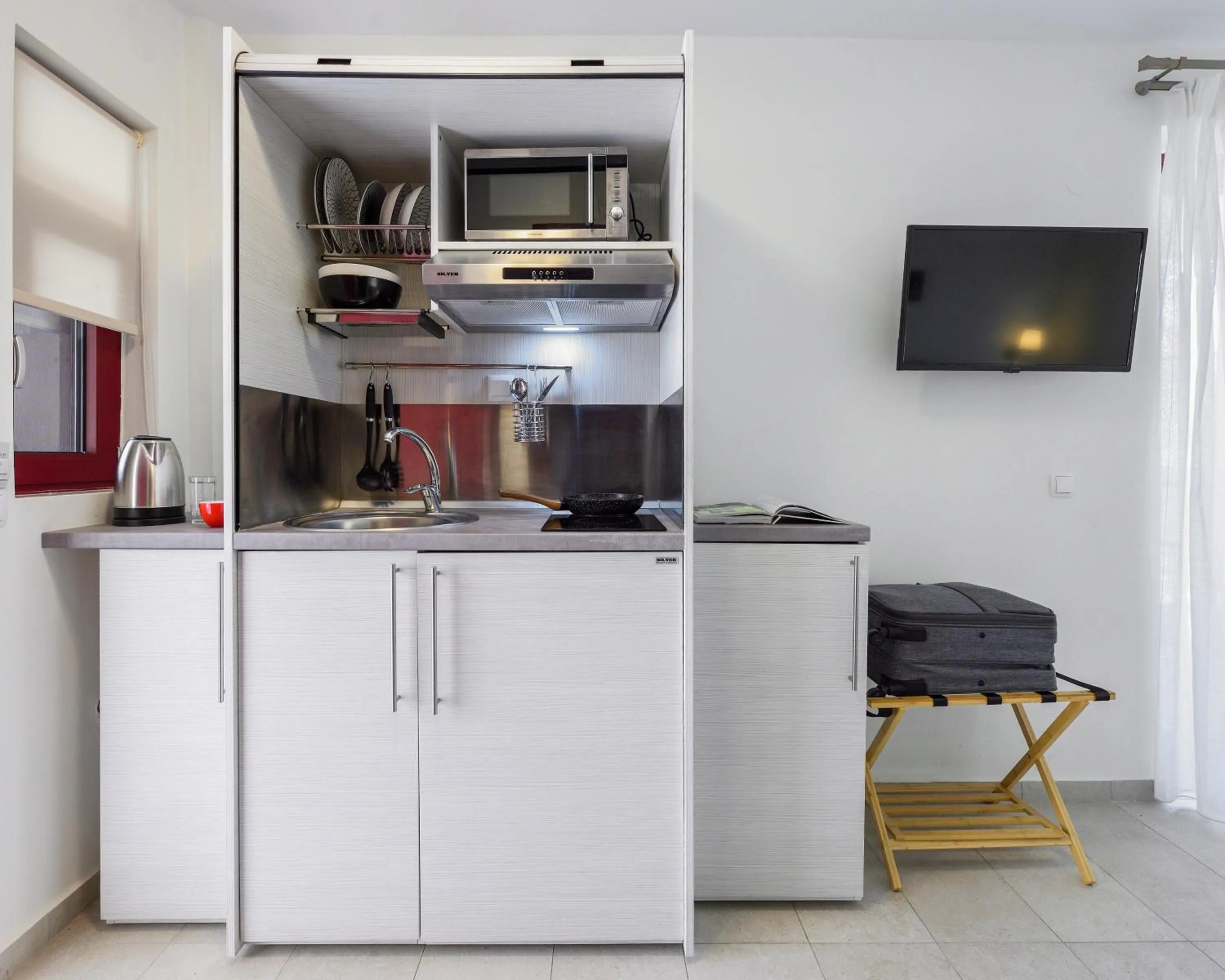 Kitchen or kitchenette in Elpiniki Luxury Rooms