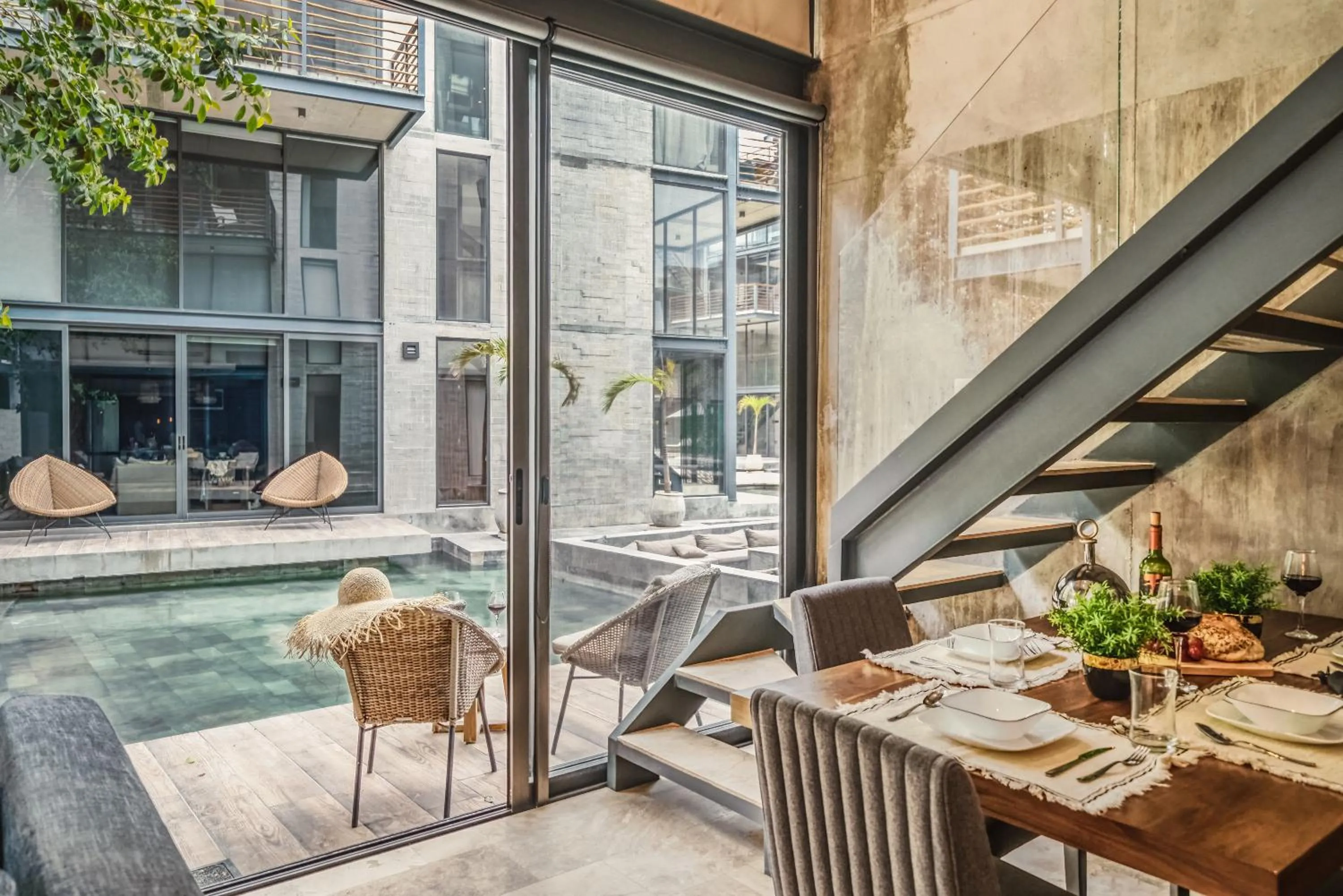 Patio in Incredible 1BR Swim Up with Private Cenote and Big Gym