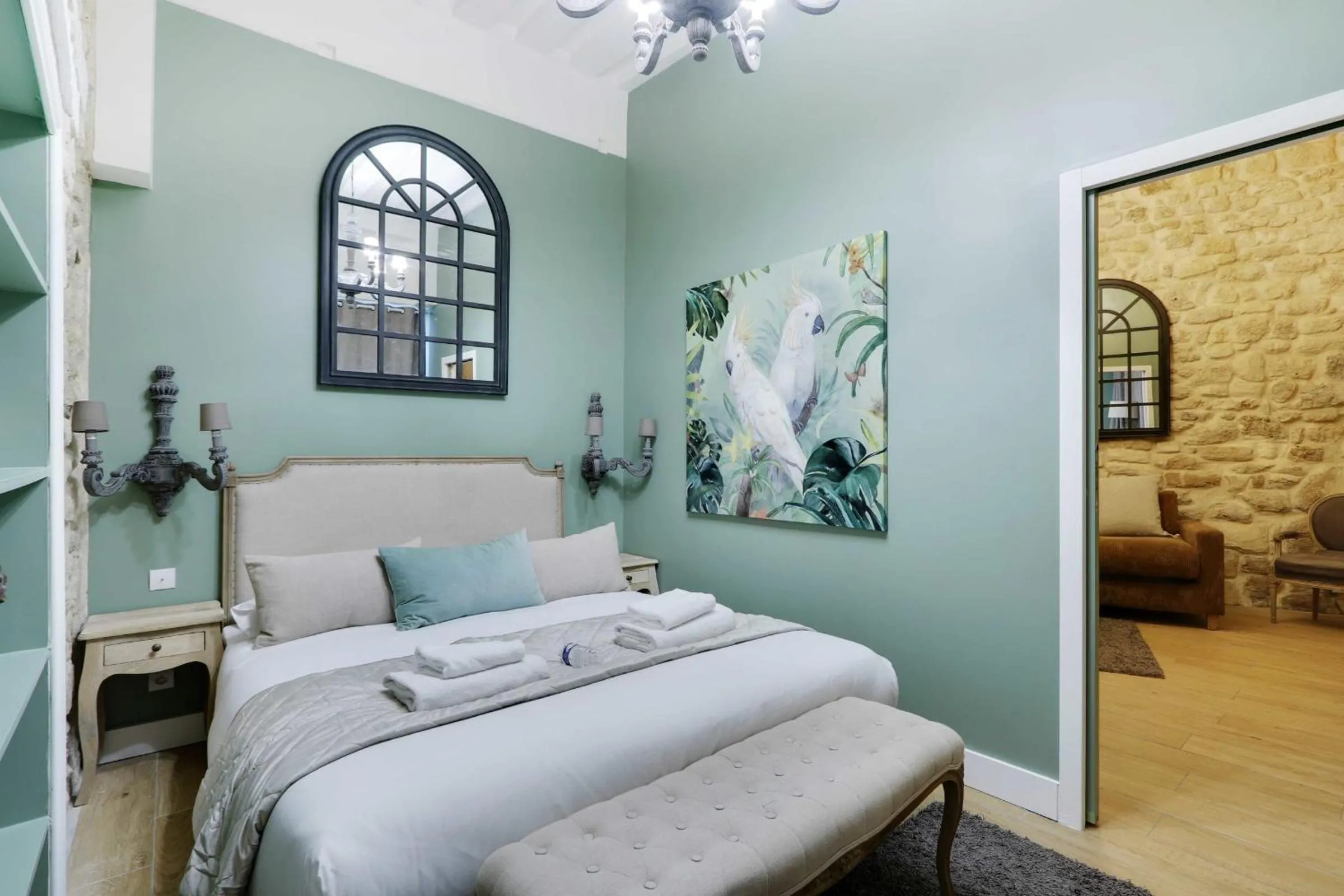 Bedroom, Bed in Charming apartment - 2BR-6P - Rue mouffertard