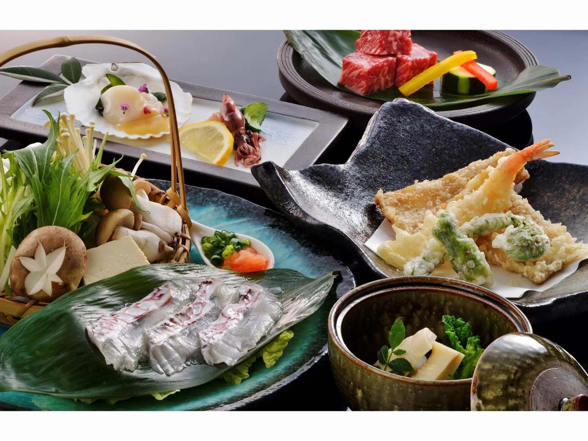 Food in Hotel Seiryu Japanese Spa inn with spectacular view in Osaka