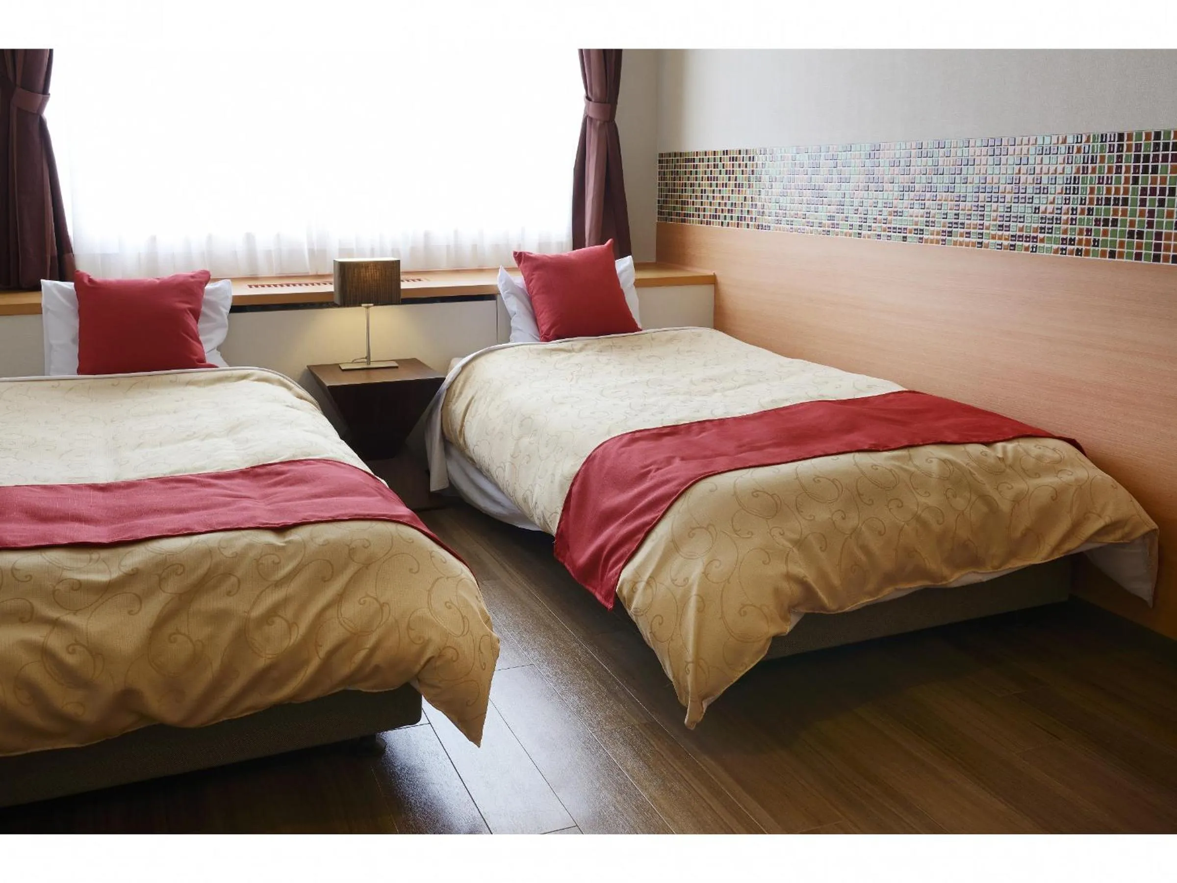 Bed in Hotel Seiryu Japanese Spa inn with spectacular view in Osaka