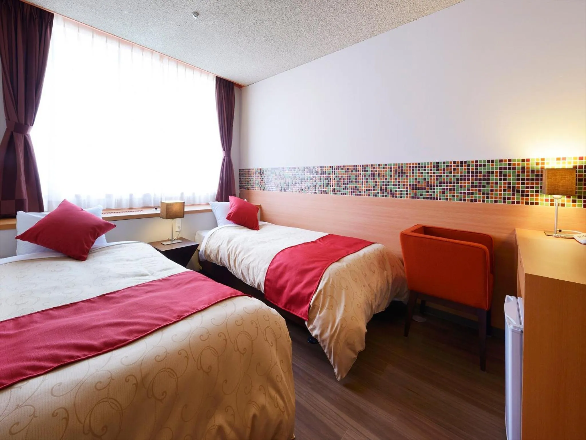 Bed in Hotel Seiryu Japanese Spa inn with spectacular view in Osaka