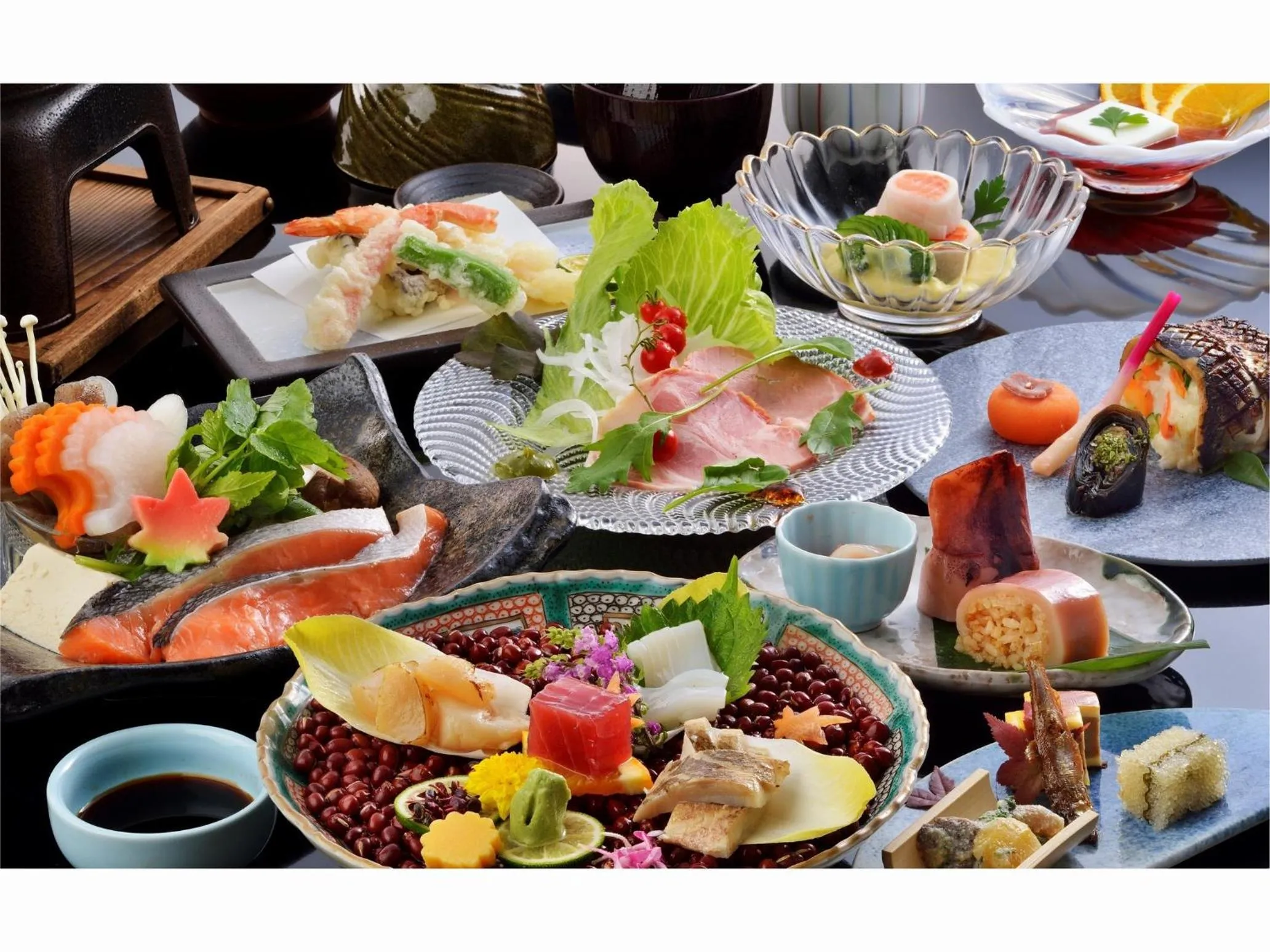 Food in Hotel Seiryu Japanese Spa inn with spectacular view in Osaka