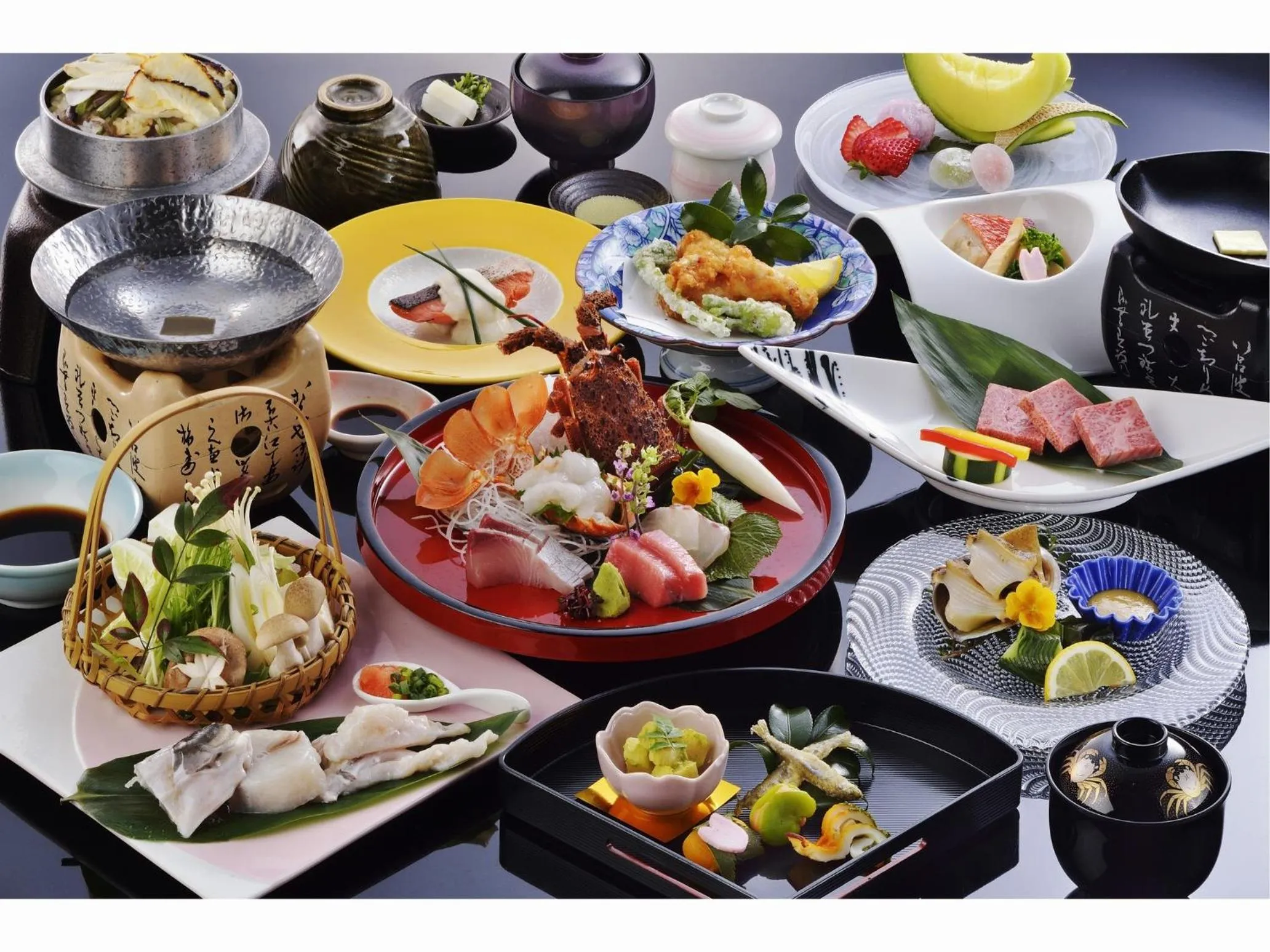 Food in Hotel Seiryu Japanese Spa inn with spectacular view in Osaka