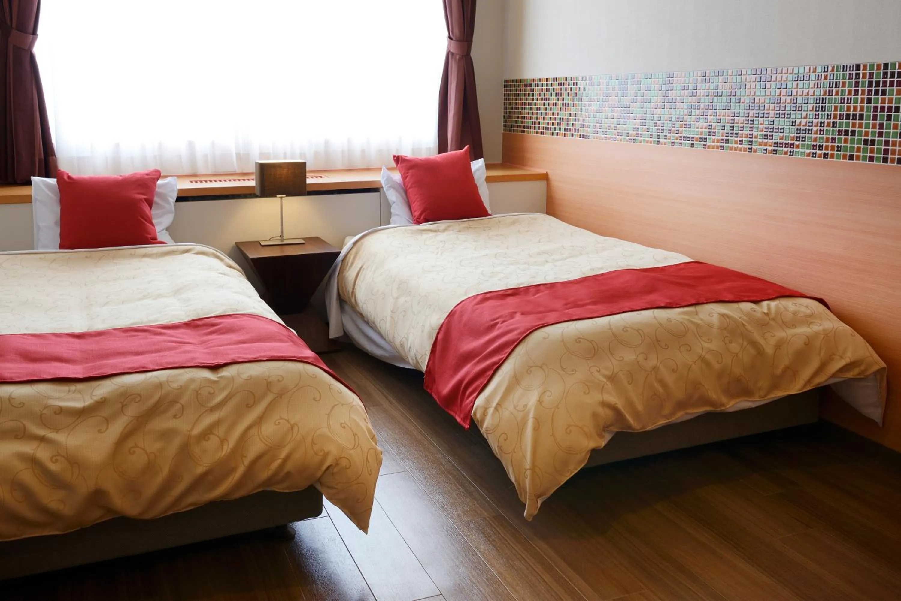 Bed in Hotel Seiryu Japanese Spa inn with spectacular view in Osaka