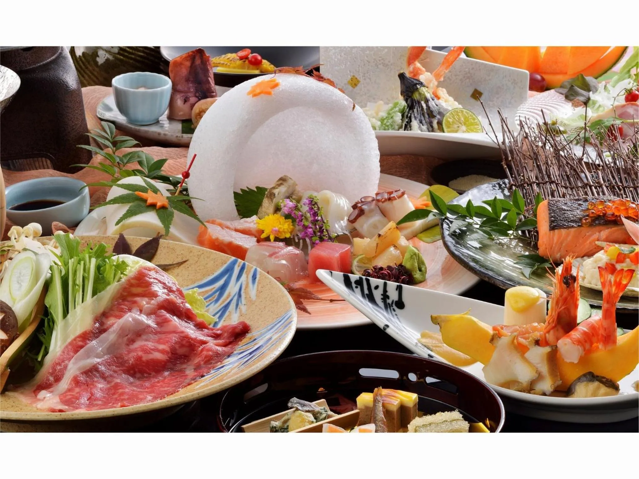 Food in Hotel Seiryu Japanese Spa inn with spectacular view in Osaka